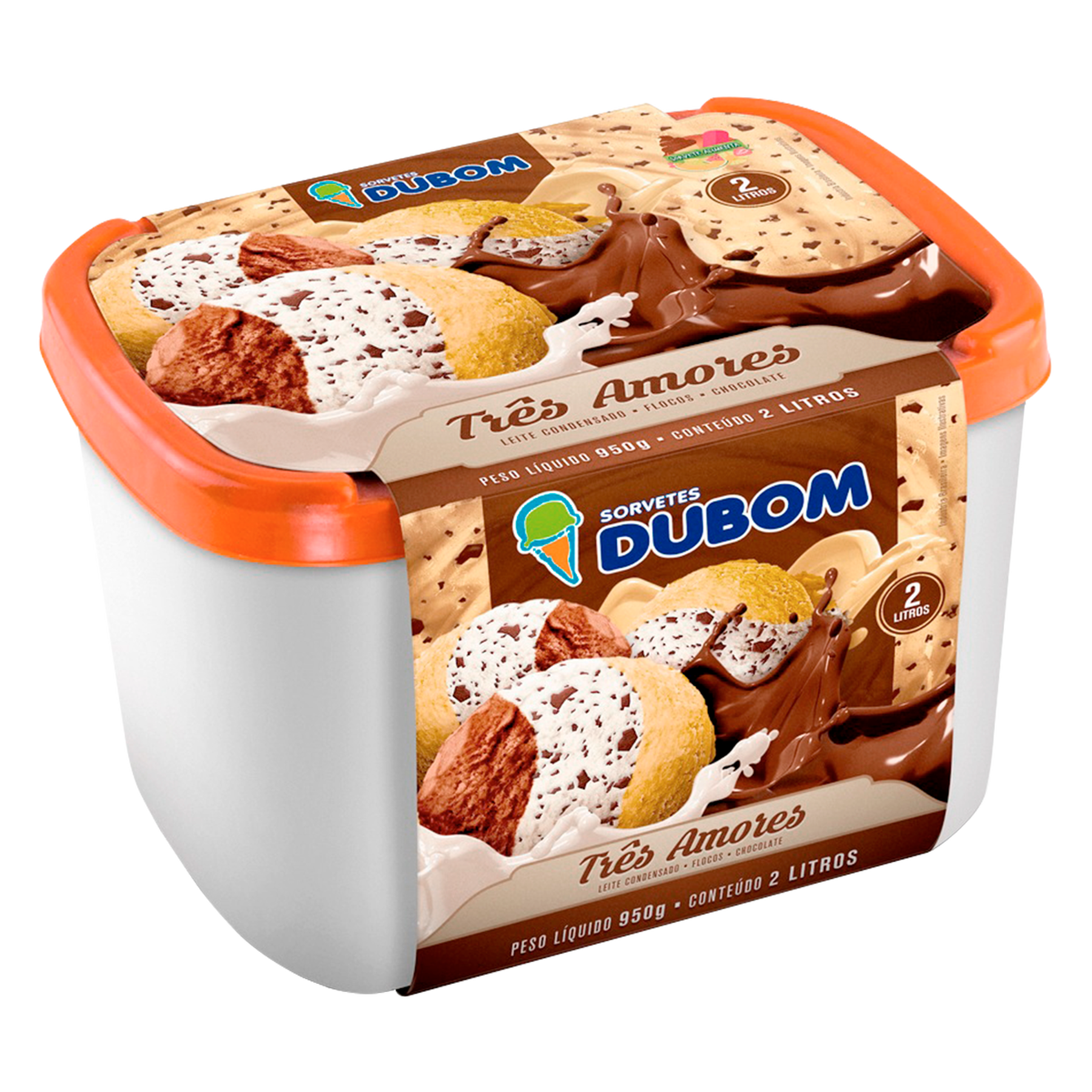Sorvete Tr&ecirc;s Amores Dubom Pote 2l