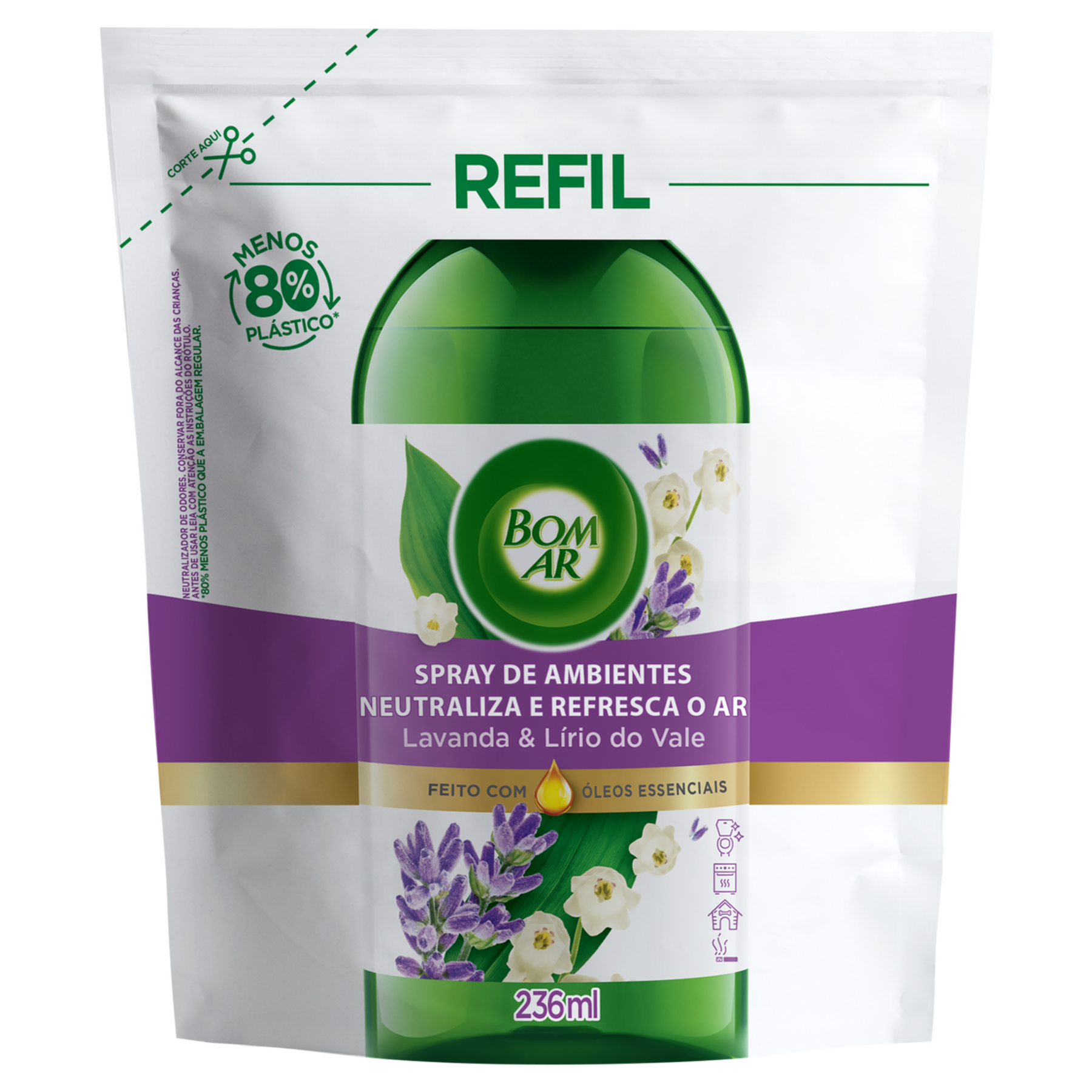 Neutralizador de Odores Lavanda & L&iacute;rio do Vale Bom Ar Sach&ecirc; 236ml Refil