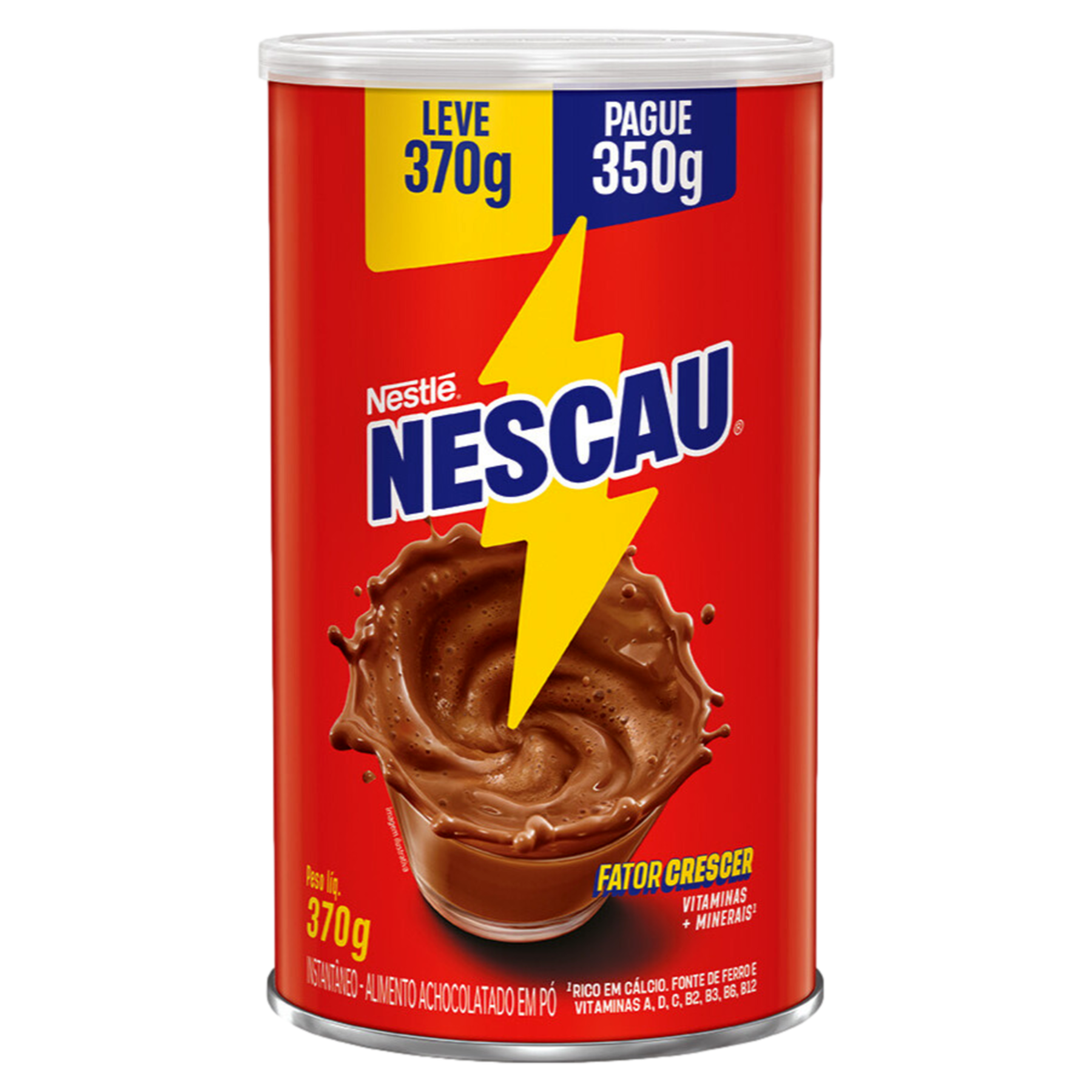 Achocolatado em Pó Nescau Nestlé Lata 370g - Embalagem Leve 370g Pague 350g