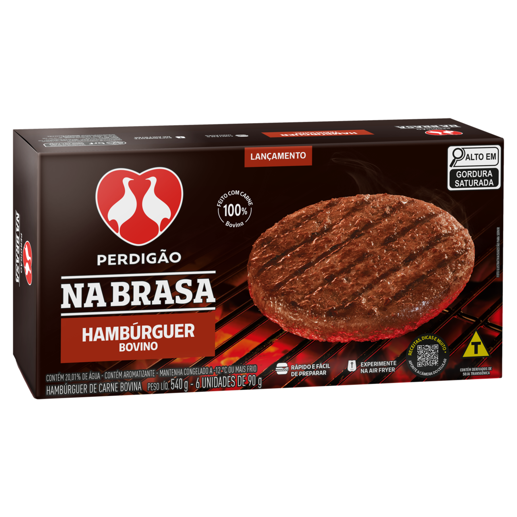 Hamb&uacute;rguer Bovino Perdig&atilde;o na Brasa Caixa 540g&nbsp;