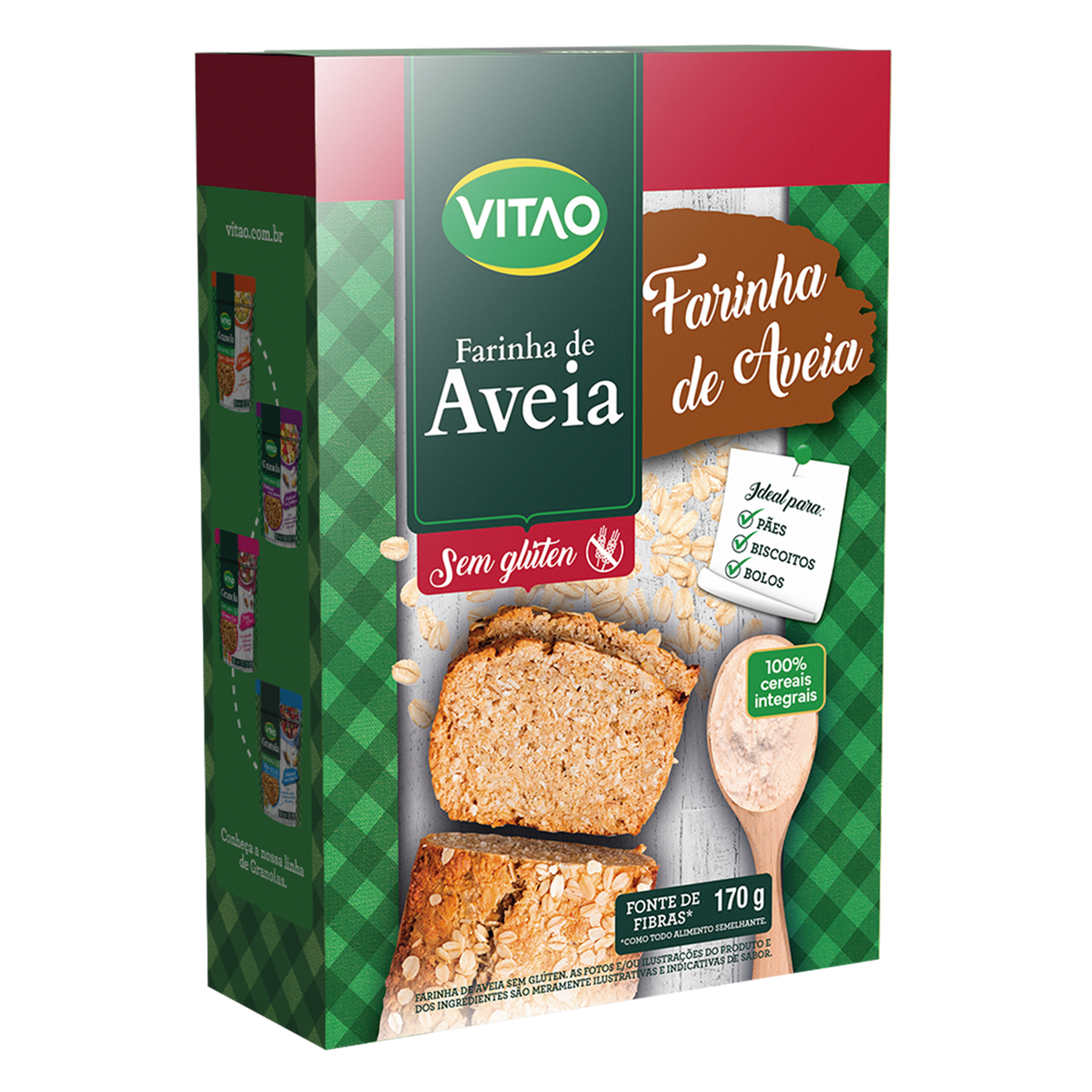 Farinha de Aveia Integral Sem Gl&uacute;ten Vitao 170g
