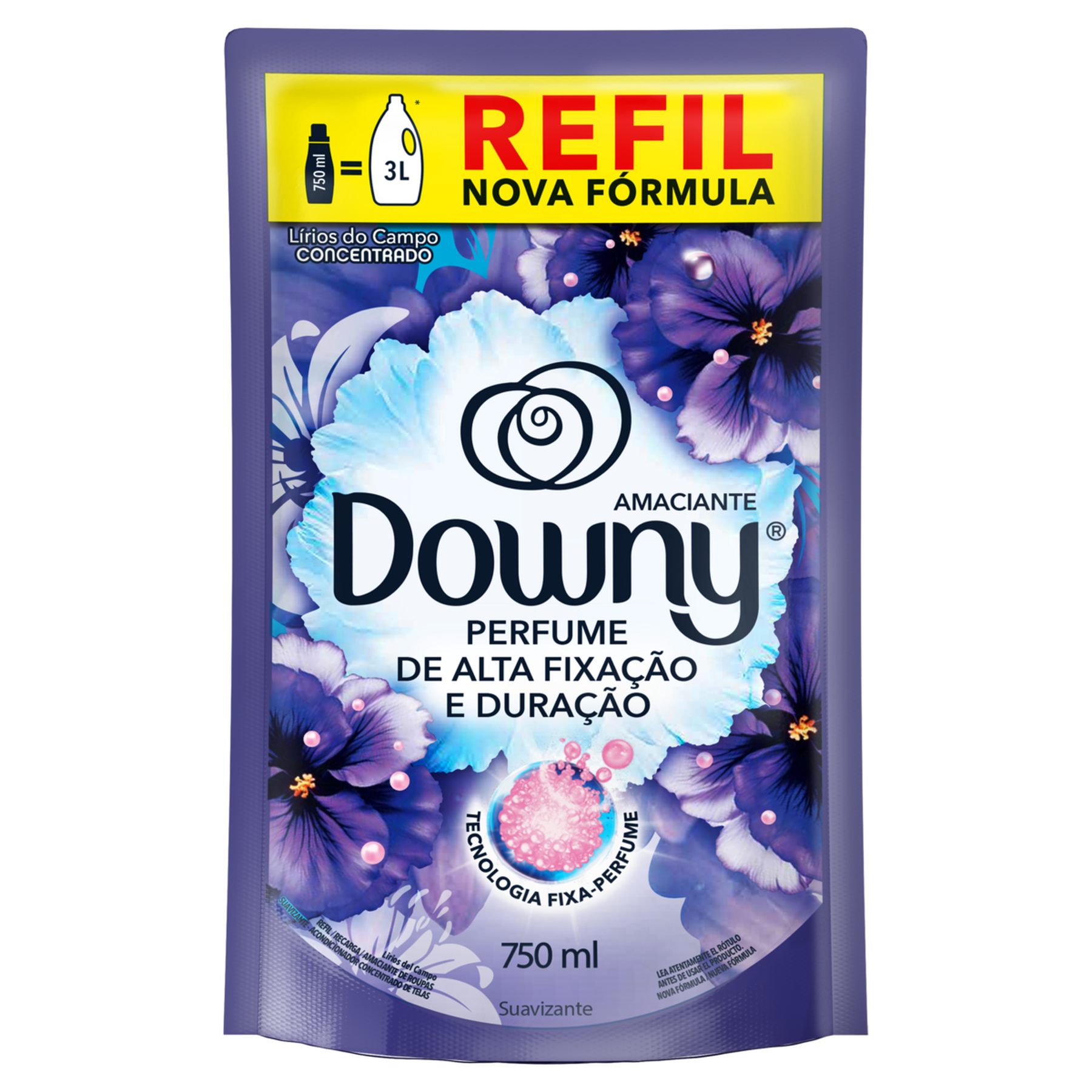 Amaciante de Roupa Concentrado L&iacute;rios do Campo Downy Sach&ecirc; 750ml Refil