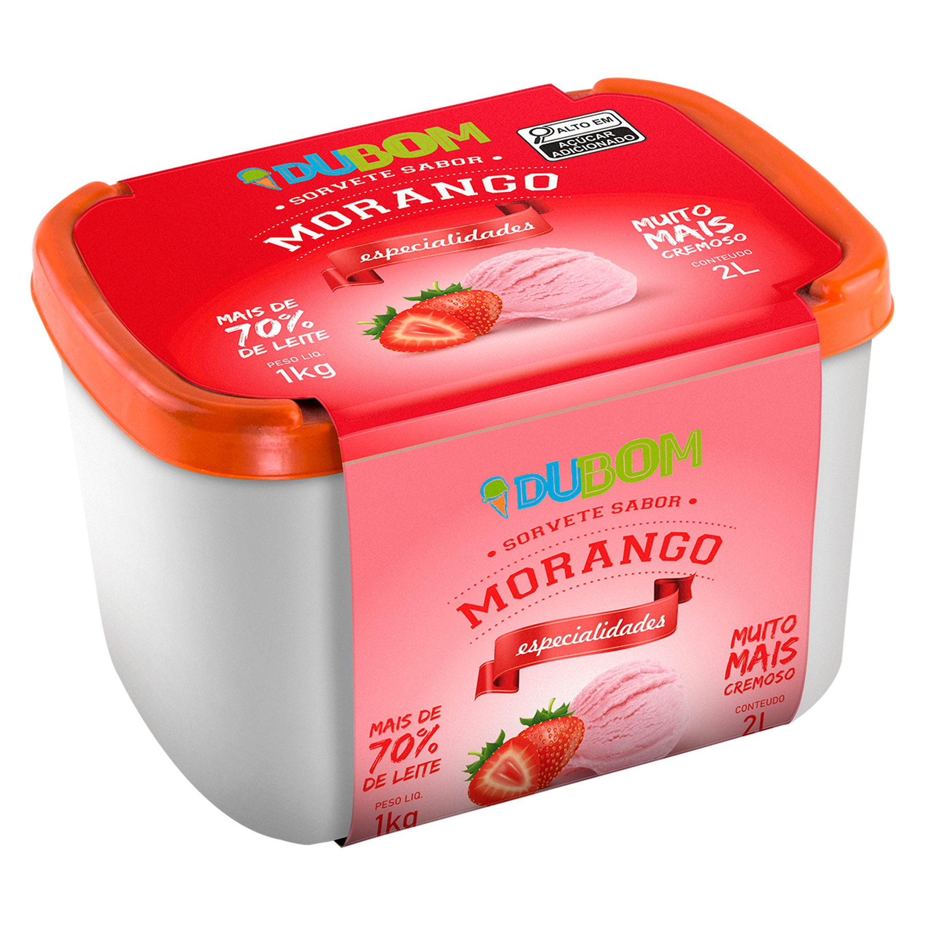Sorvete Morango Dubom Pote 2l