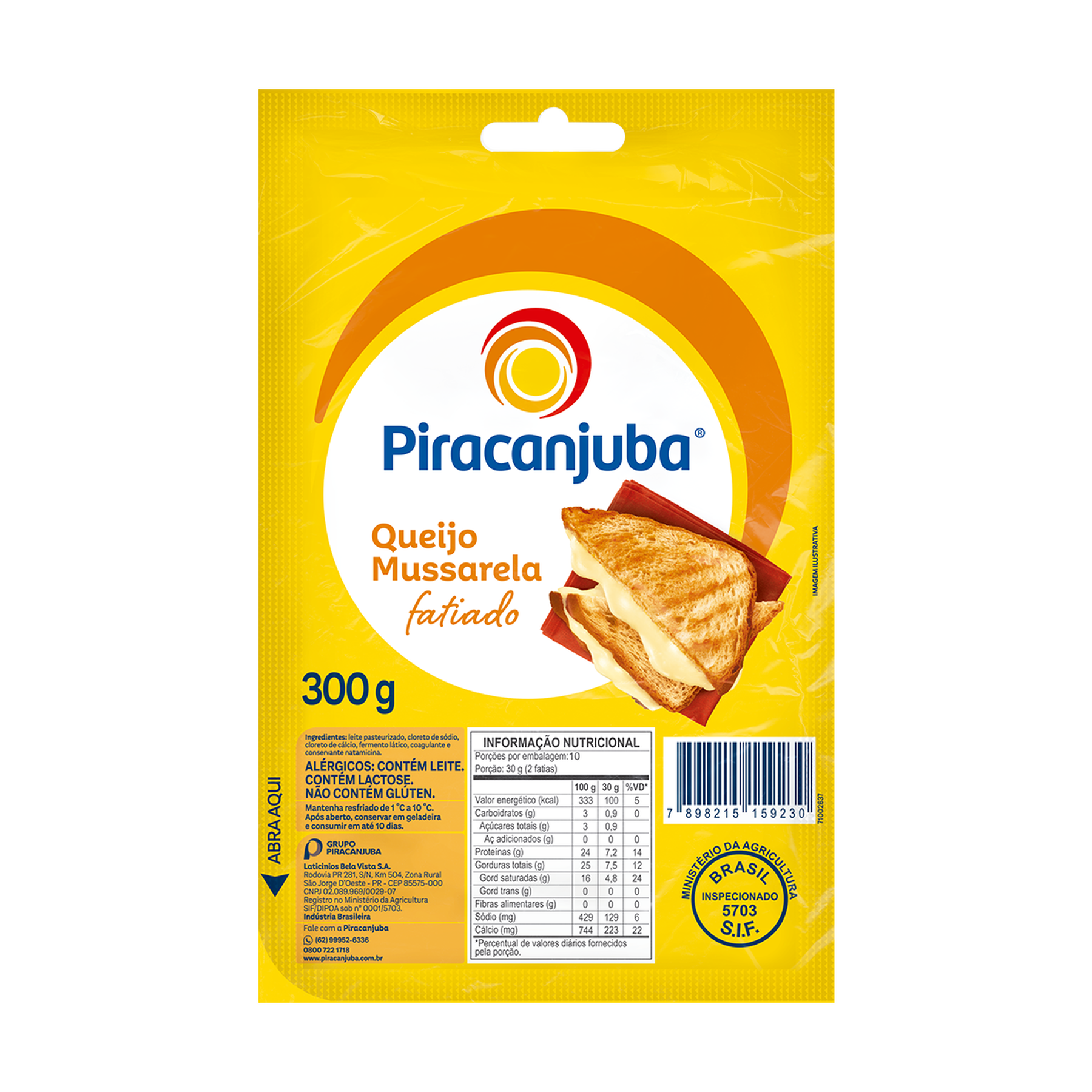 Queijo Mussarela Fatiado Piracanjuba 300g