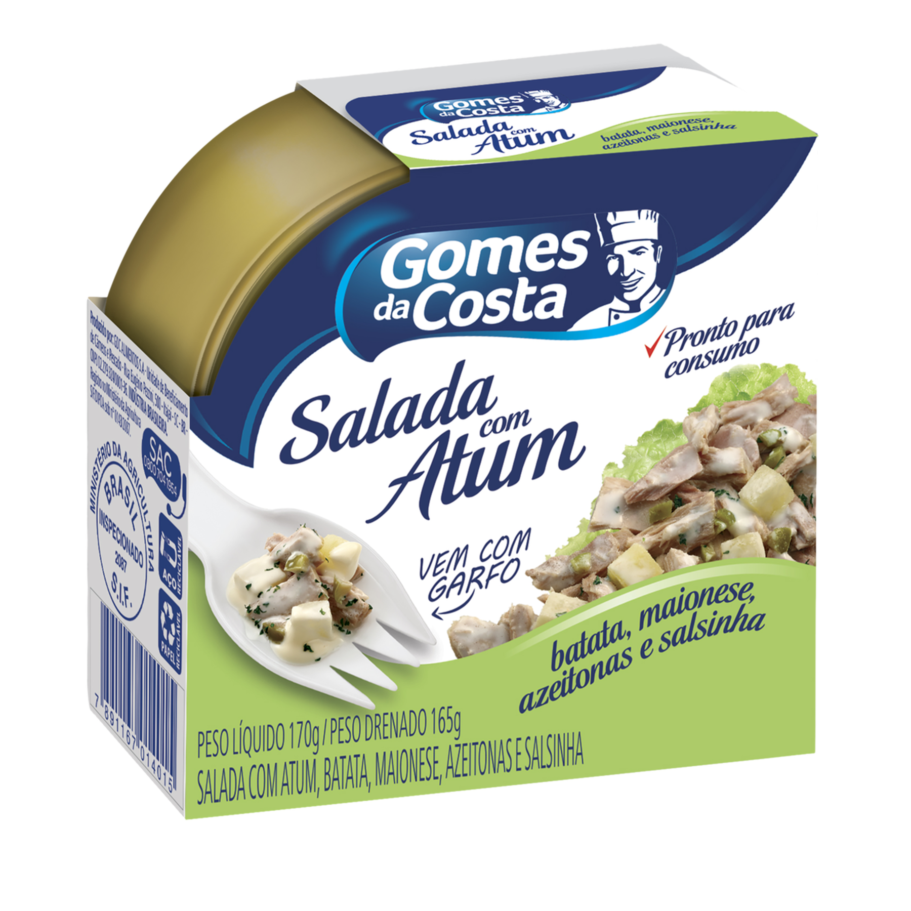 Salada com Atum, Batata, Maionese, Azeitonas e Salsinha Gomes da Costa Lata 165g