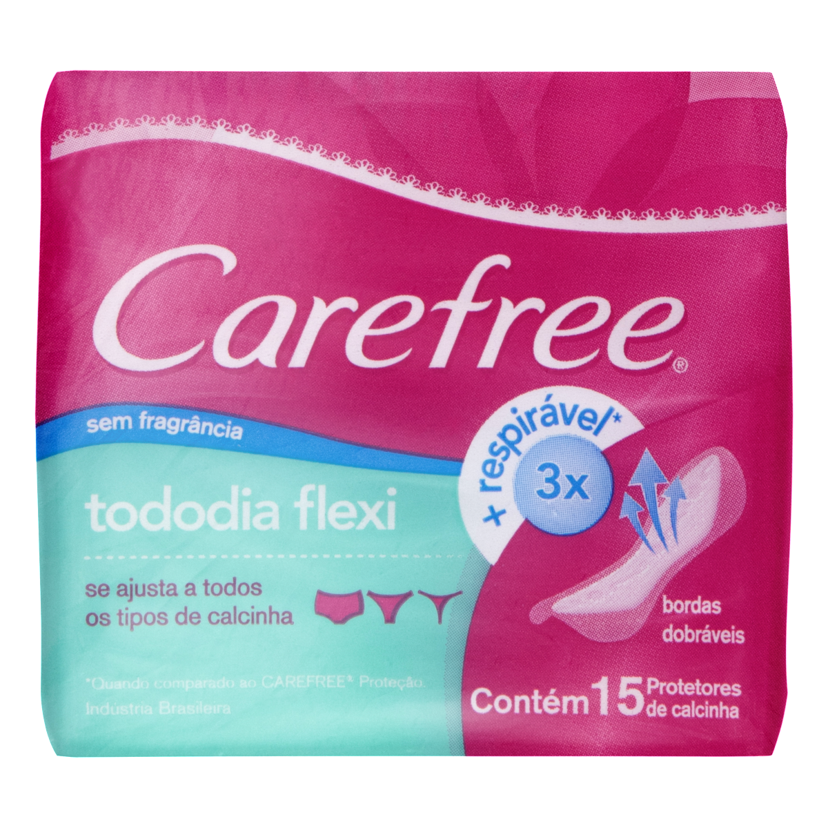 Protetor Di&aacute;rio sem Abas Carefree TodoDia Flexi Pacote 15 Unidades&nbsp;