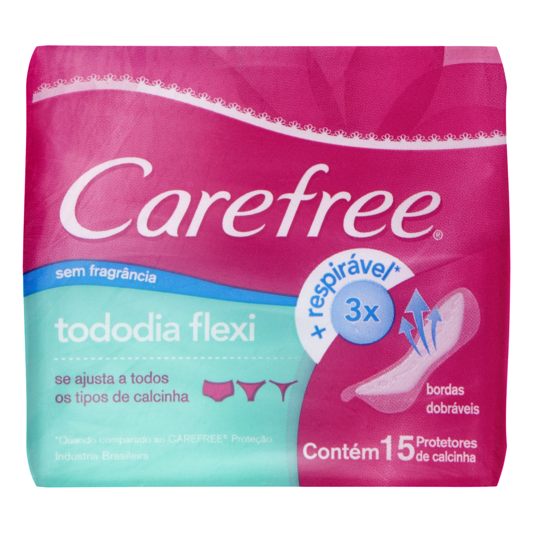 Protetor Di&aacute;rio sem Abas Carefree TodoDia Flexi Pacote 15 Unidades&nbsp;