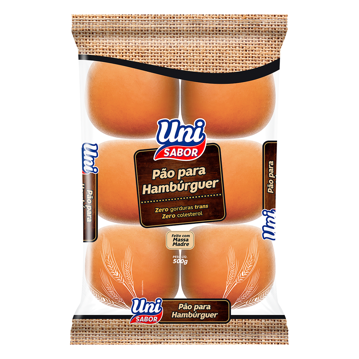 P&atilde;o para Hamb&uacute;rguer Uni Sabor 500g