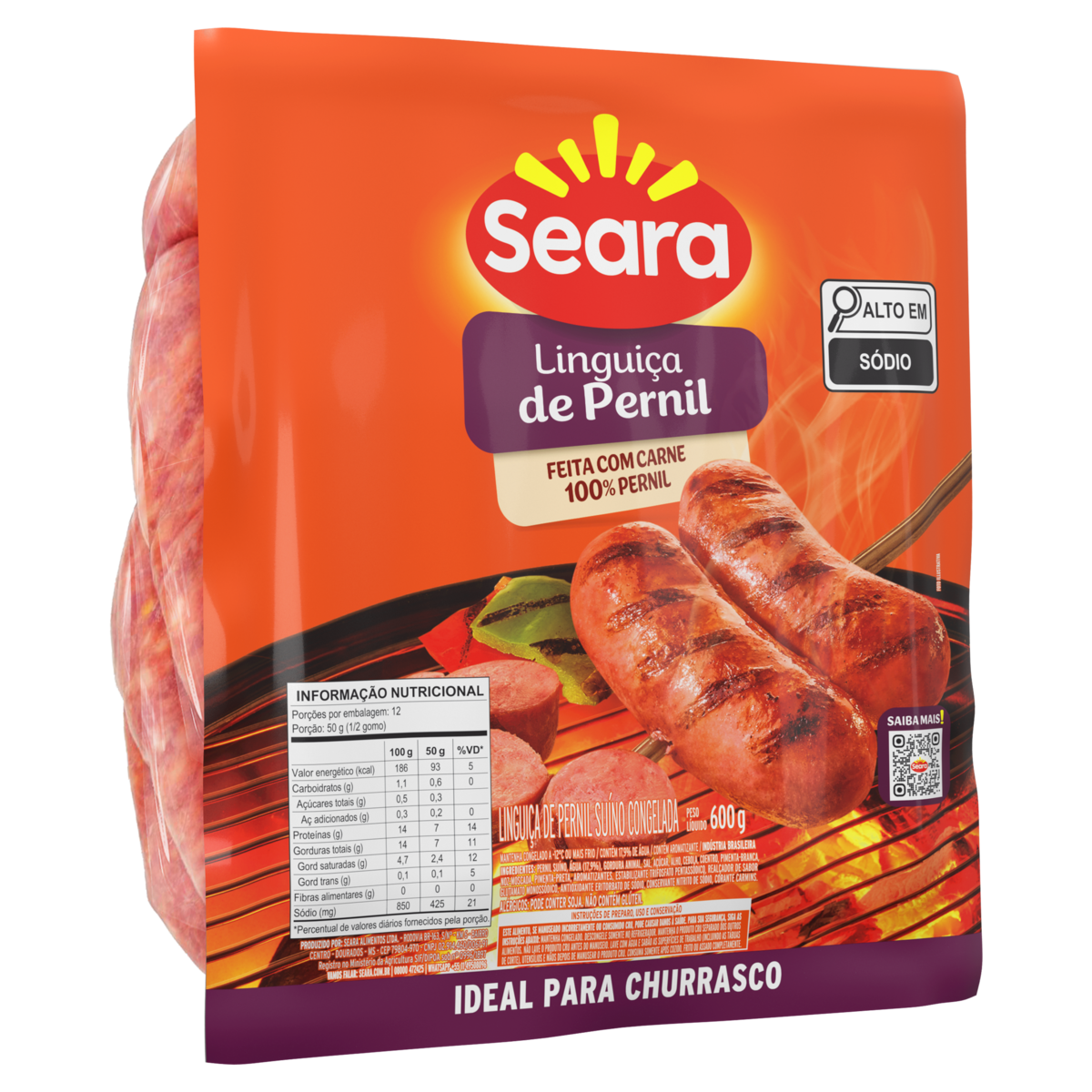 Lingui&ccedil;a de Pernil Seara Pacote 600g