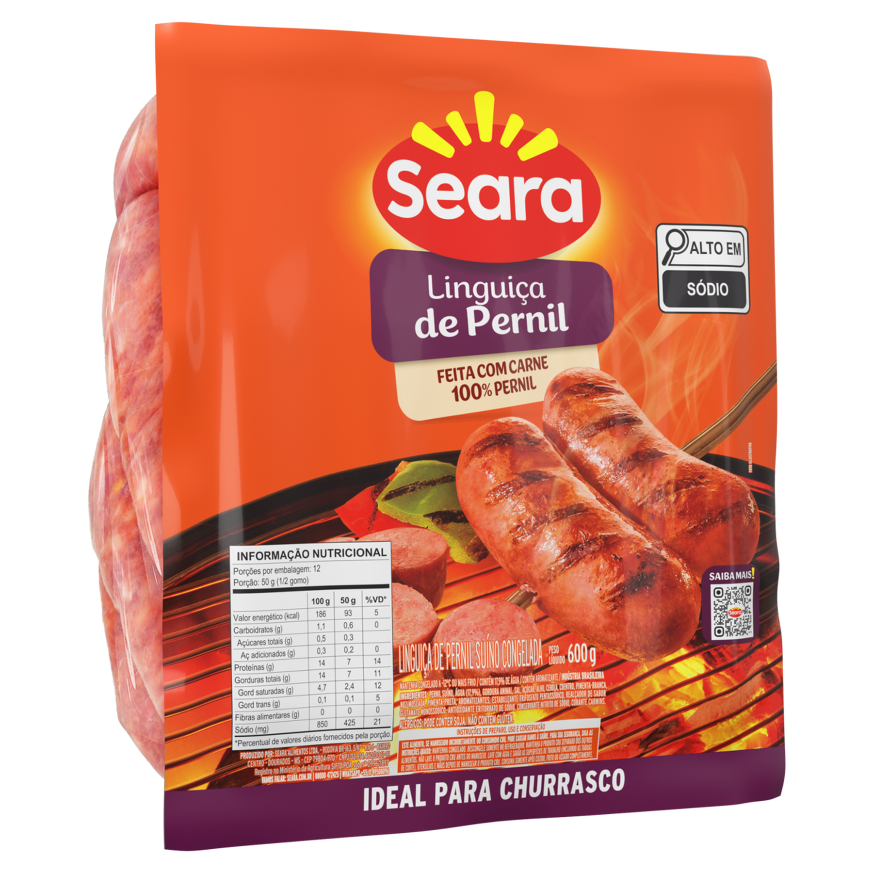 Lingui&ccedil;a de Pernil Seara Pacote 600g