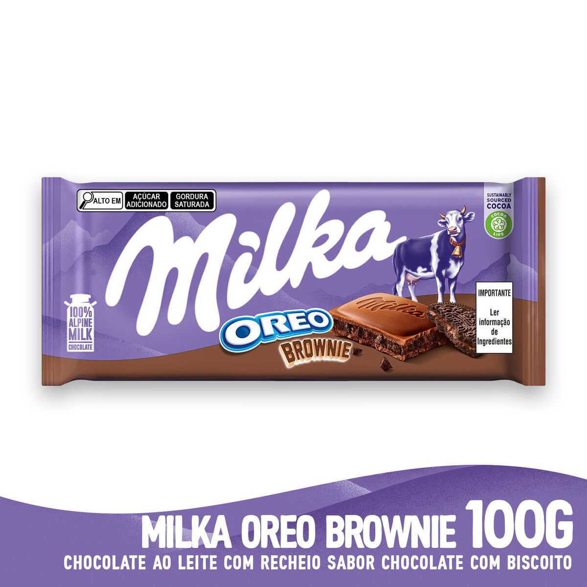 Barra de Chocolate Oreo Brownie Milka 100g