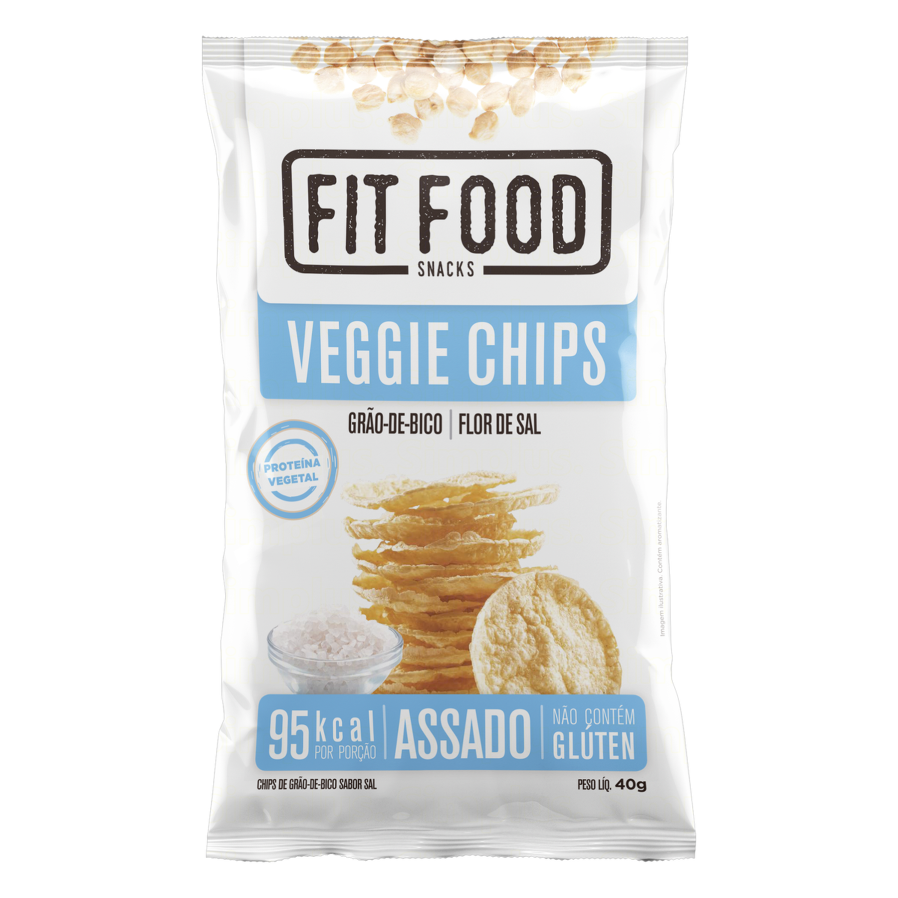 Veggie Chips de Grão-de-Bico Flor de Sal Fit Food Pacote 40g