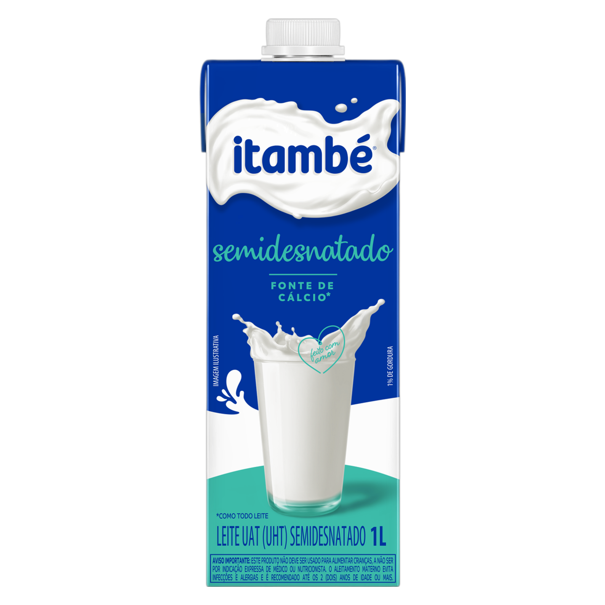 Leite UHT Semidesnatado Itamb&eacute; Caixa com Tampa 1l