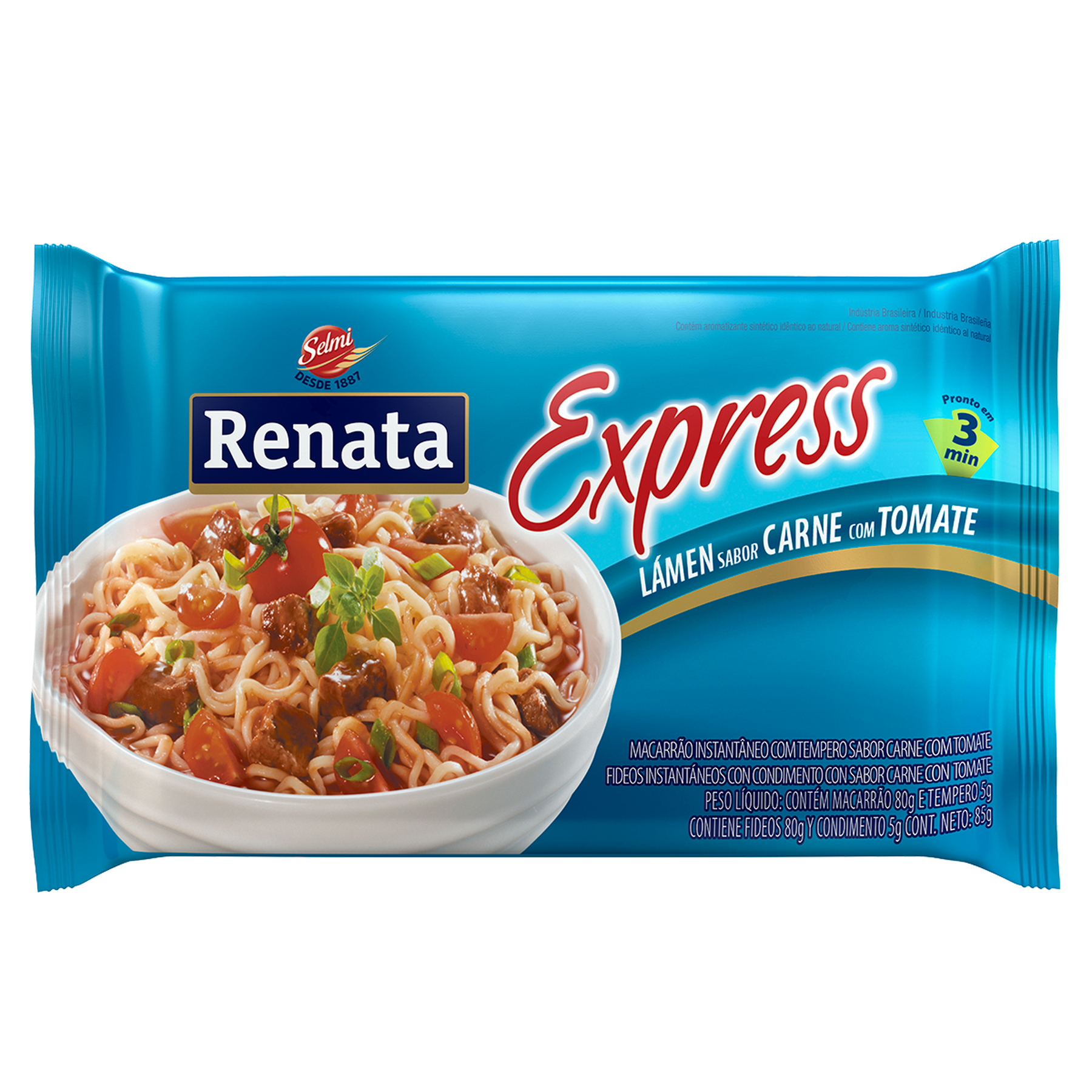 Macarrão Instantâneo Lámen Carne com Tomate Renata Express Pacote 85g