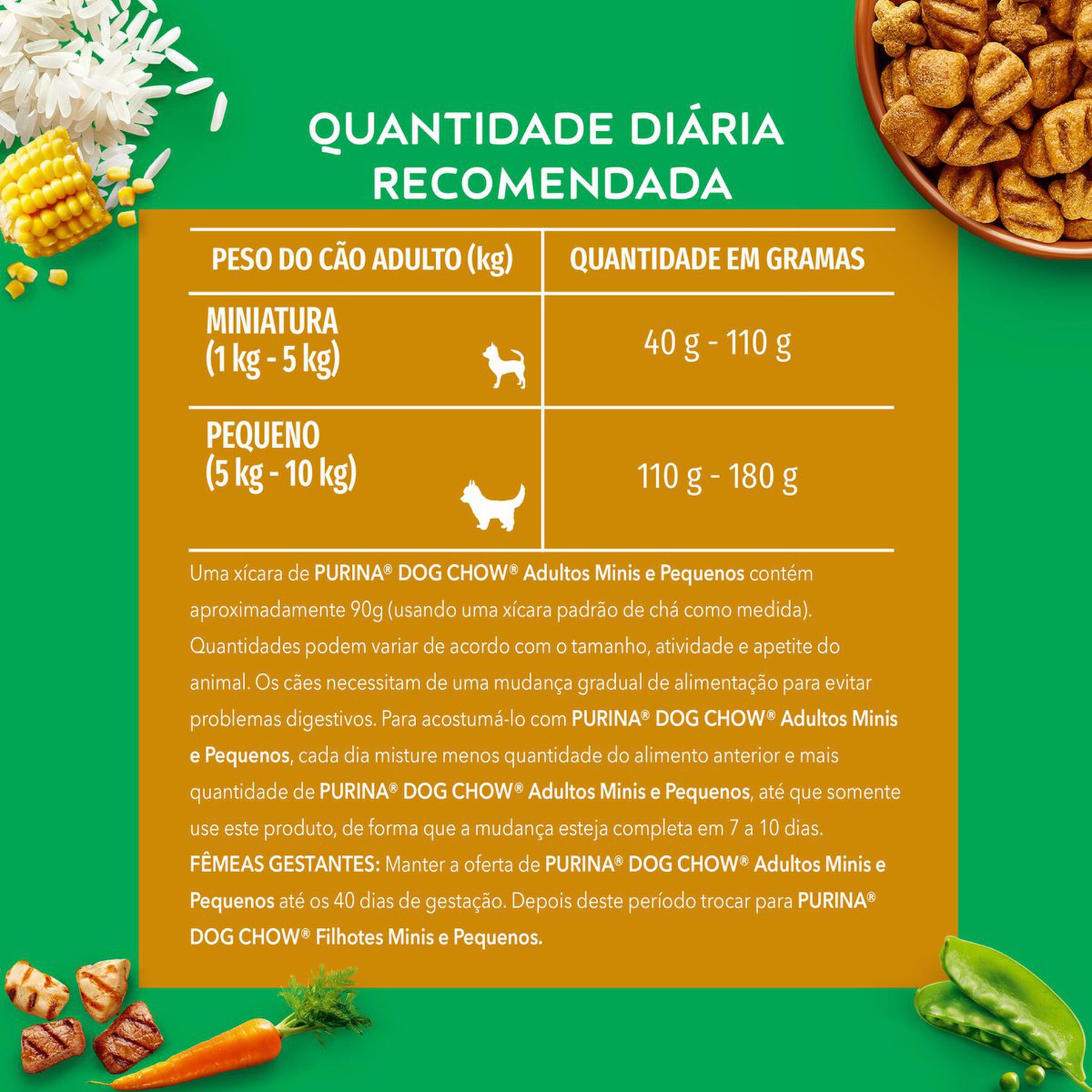 Alimento para Cães Adultos Raças Minis e Pequenas Carne, Frango e Arroz Purina Dog Chow Extra Life Pacote 10,1kg