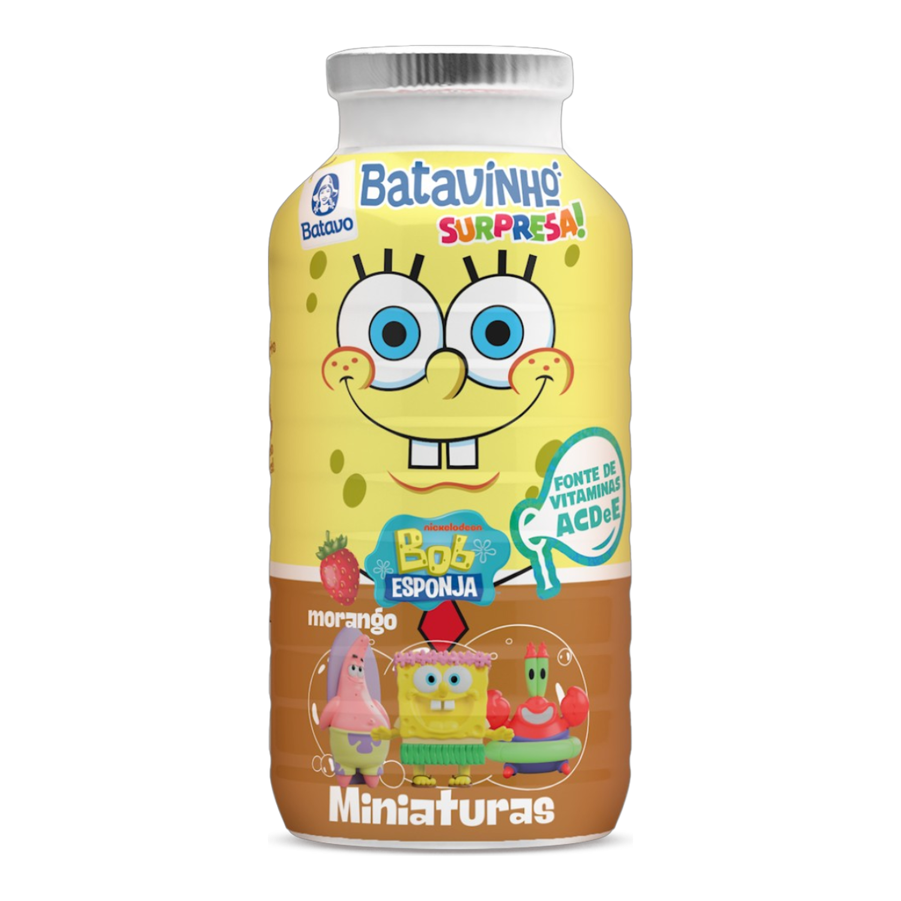 Iogurte Parcialmente Desnatado Morango Bob Esponja Batavo Batavinho Surpresa! Frasco 110g