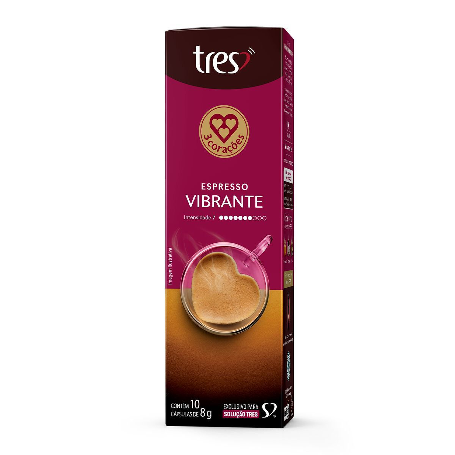 Caf&eacute; em C&aacute;psula Torrado e Mo&iacute;do Espresso Vibrante Tres Caixa 80g C/10 Unidades&nbsp;
