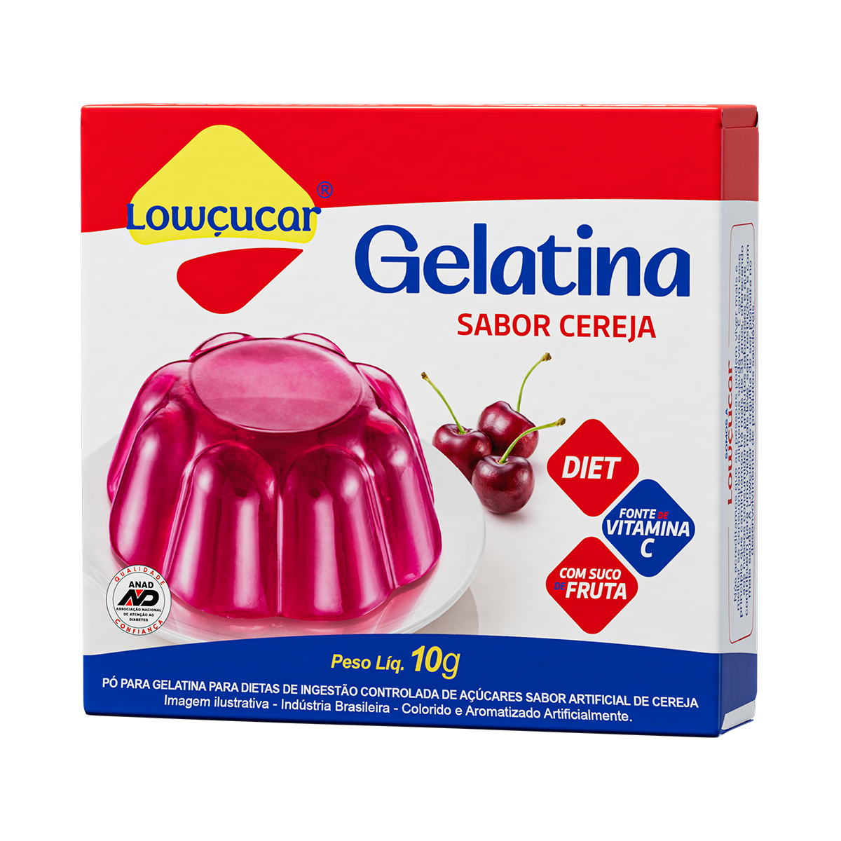 Gelatina em P&oacute; Cereja Zero A&ccedil;&uacute;car Low&ccedil;ucar Caixa 10g