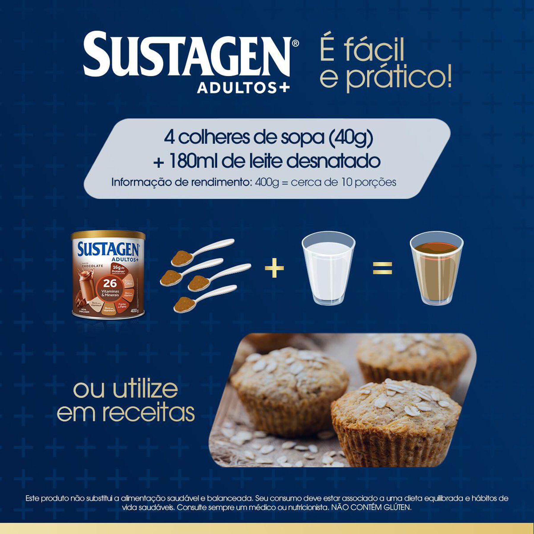 Complemento Alimentar Chocolate Sustagen Adultos+ Lata 400g