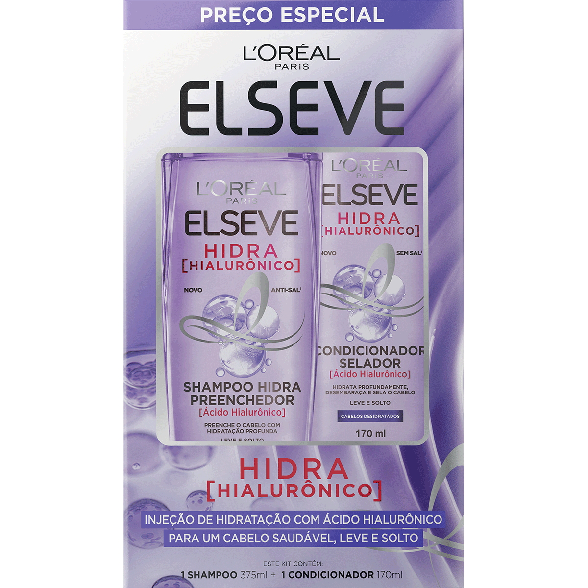 Shampoo Preenchedor 375ml + Condicionador Selador 170ml Hidra Hialur&ocirc;nico&nbsp;Elseve L'Or&eacute;al Paris