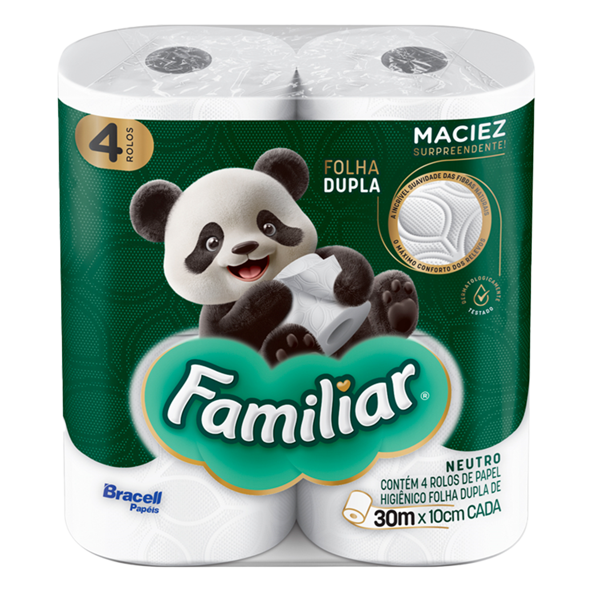 Papel Higi&ecirc;nico Folha Dupla Familiar Pacote C/4 Unidades