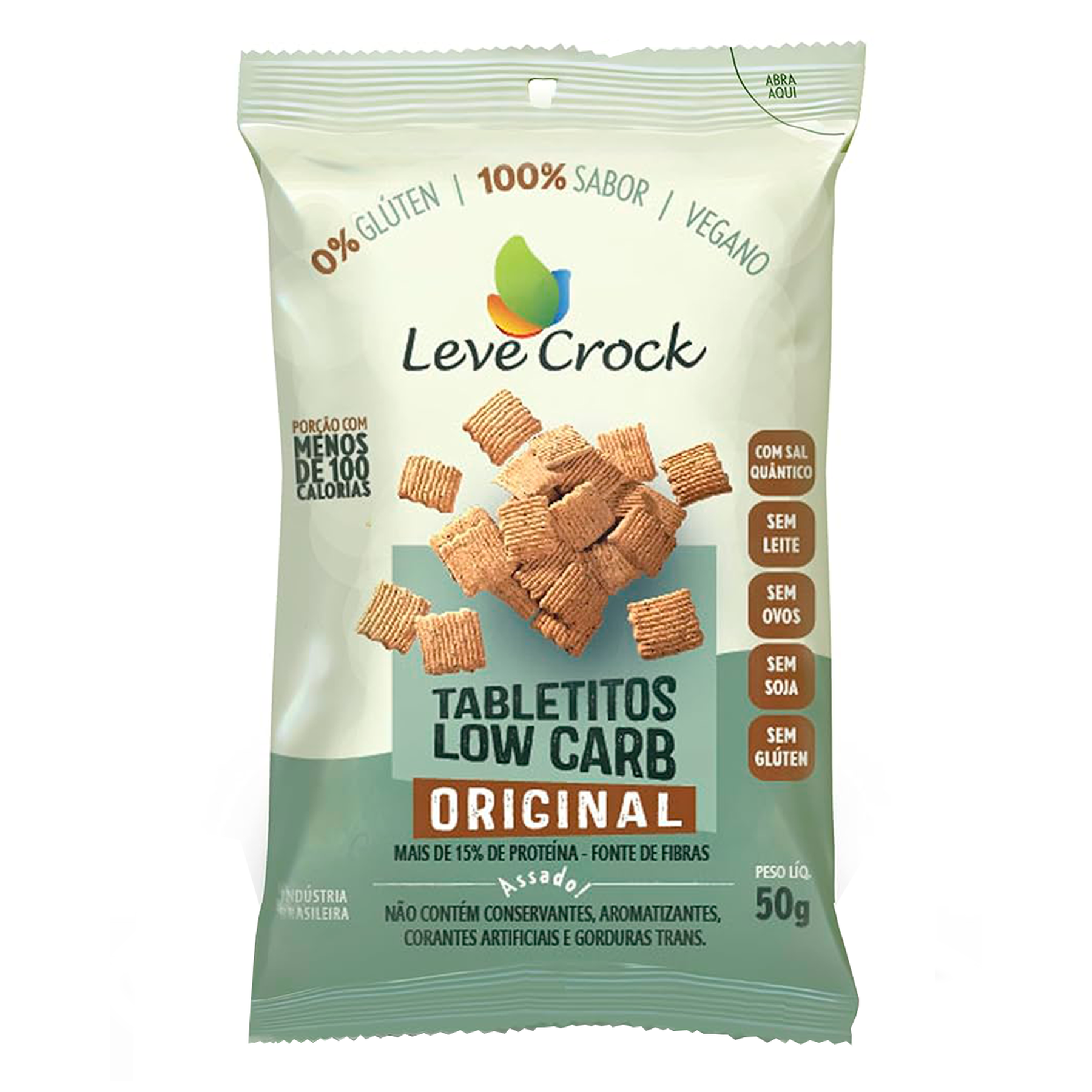 Biscoito Tabletitos Low Carb Original Sem Glúten Leve Crock Pacote 50g 