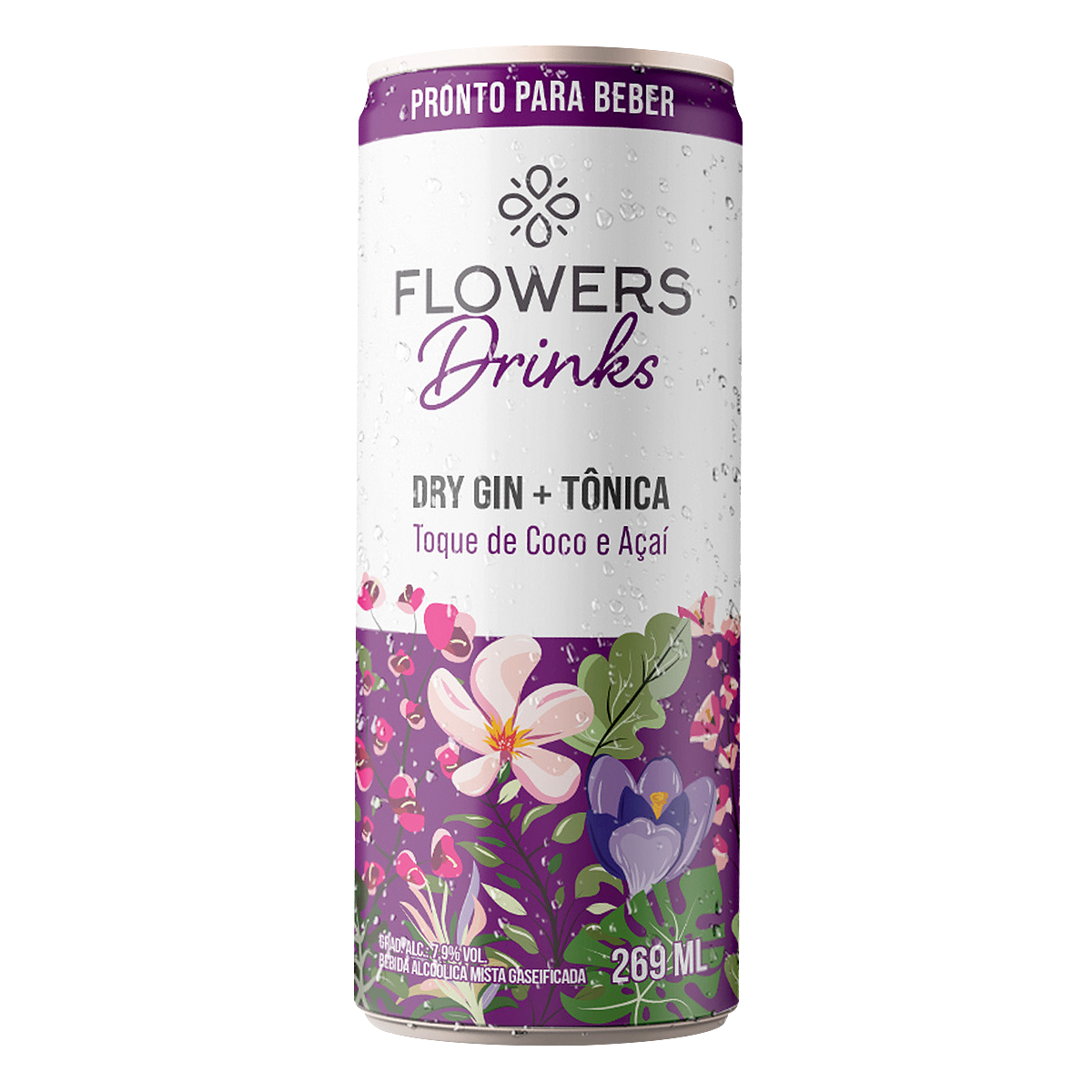 Gin T&ocirc;nica Coco e A&ccedil;a&iacute; Flowers Lata 269ml