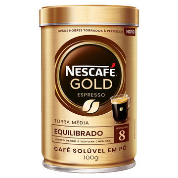 Café Solúvel em Pó Espresso Equilibrado Nescafé Gold Lata 100g