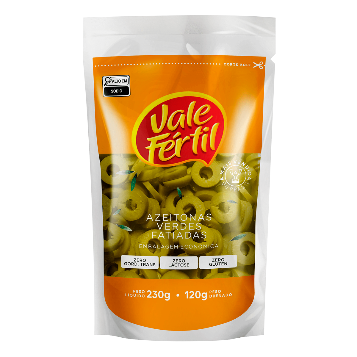 Azeitona Verde em Conserva Fatiada Vale F&eacute;rtil Sach&ecirc; 120g