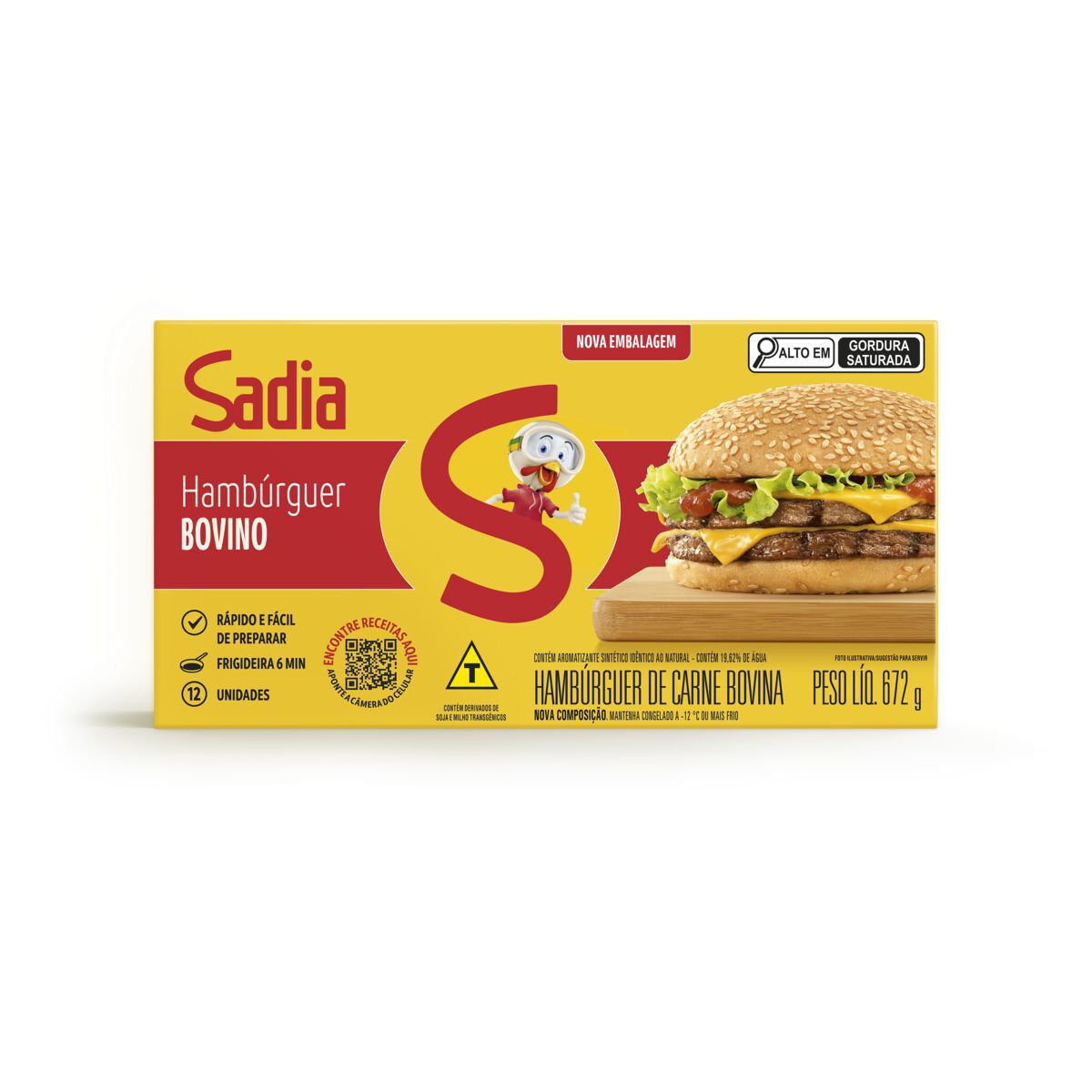 Hamb&uacute;rguer Bovino Sadia 672g