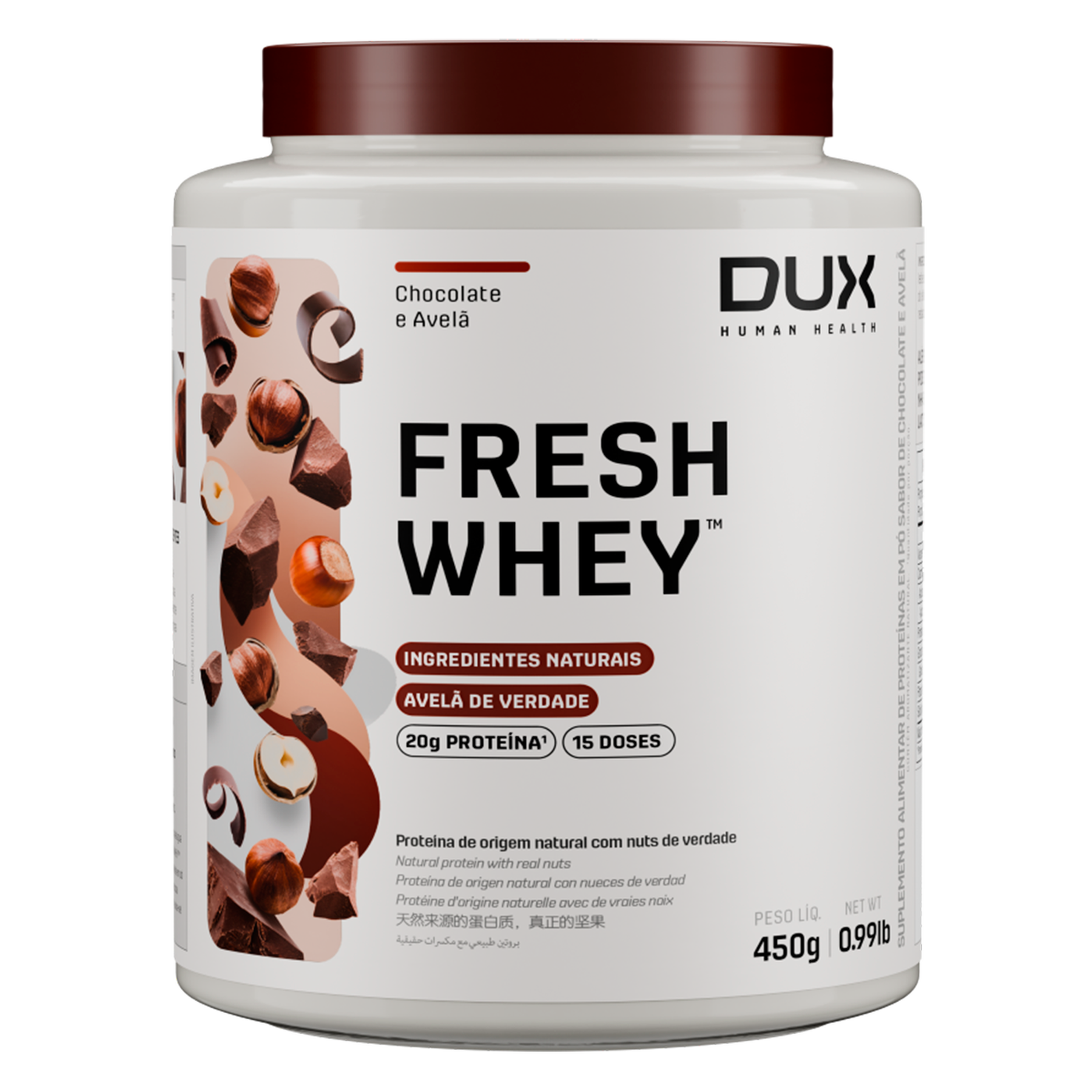 Whey Protein Fresh Whey Chocolate e Avel&atilde; Dux Human Health Pote 450g
