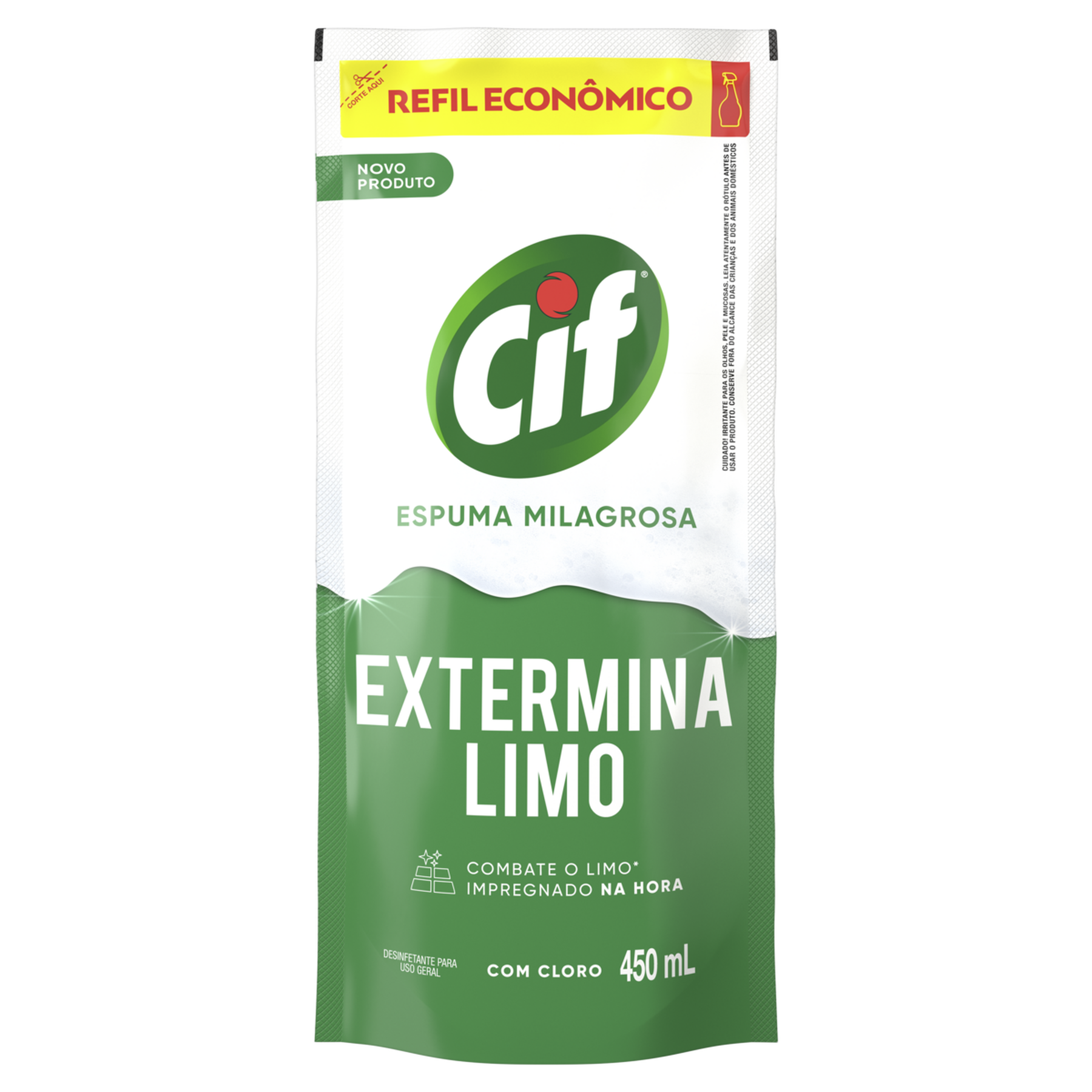 Desinfetante Extermina Limo Espuma Milagrosa Cif Sach&ecirc; 450ml - Refil Econ&ocirc;mico
