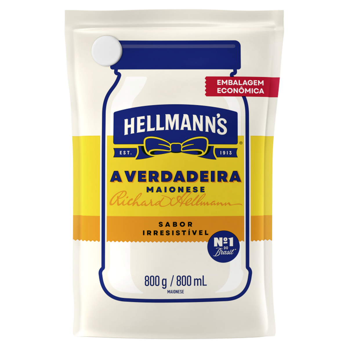 Maionese Tradicional Hellmann's Sach&ecirc; 800g - Embalagem Econ&ocirc;mica
