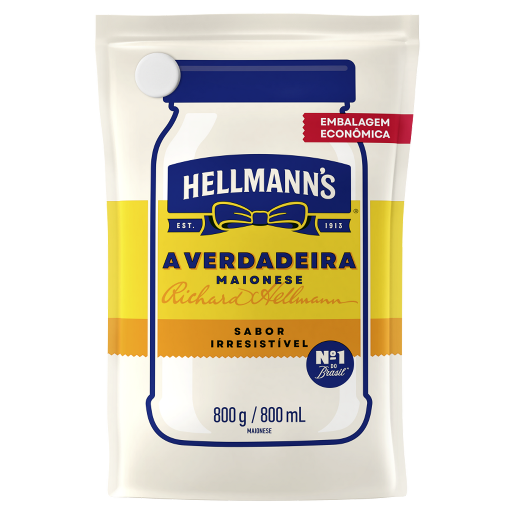 Maionese Tradicional Hellmann's Sach&ecirc; 800g - Embalagem Econ&ocirc;mica