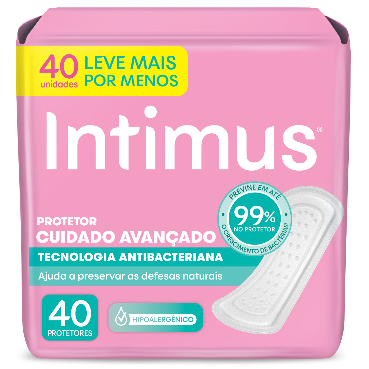 Protetor Di&aacute;rio sem Abas Intimus Antibacteriana Pacote 40 Unidades Leve Mais Pague Menos&nbsp;