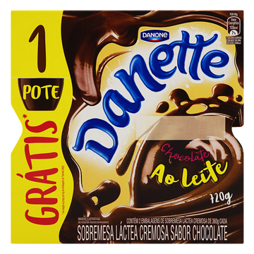 Pack Sobremesa Láctea Chocolate ao Leite Danette Bandeja 720g 8 Unidades Grátis 1 Unidade