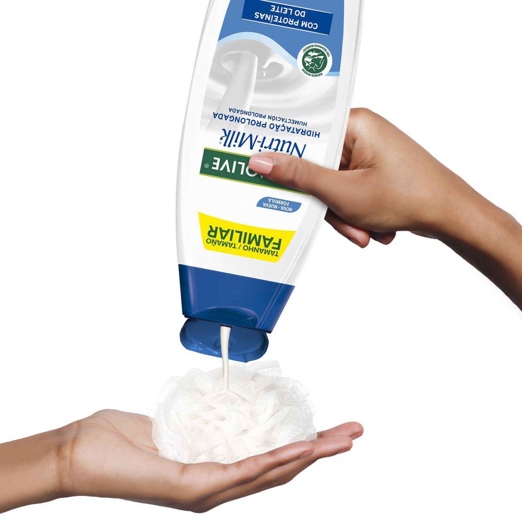 Sabonete L&iacute;quido Hidrata&ccedil;&atilde;o Prolongada Nutri-Milk Palmolive Frasco 650ml - Embalagem Tamanho Fam&iacute;lia