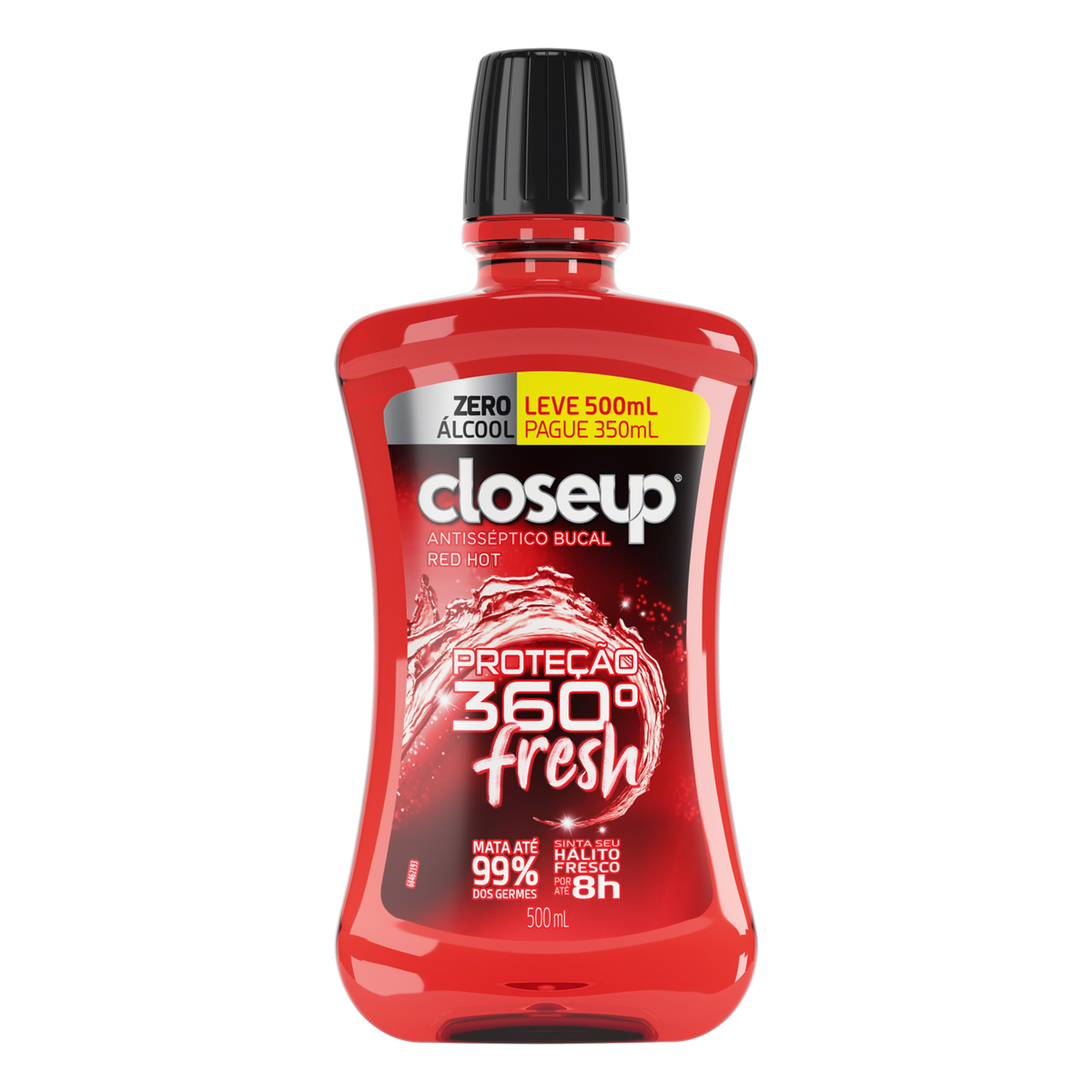 Enxaguante Bucal Antisséptico Zero Álcool Red Hot Closeup Proteção 360° Fresh Frasco Leve 500ml Pague 350ml