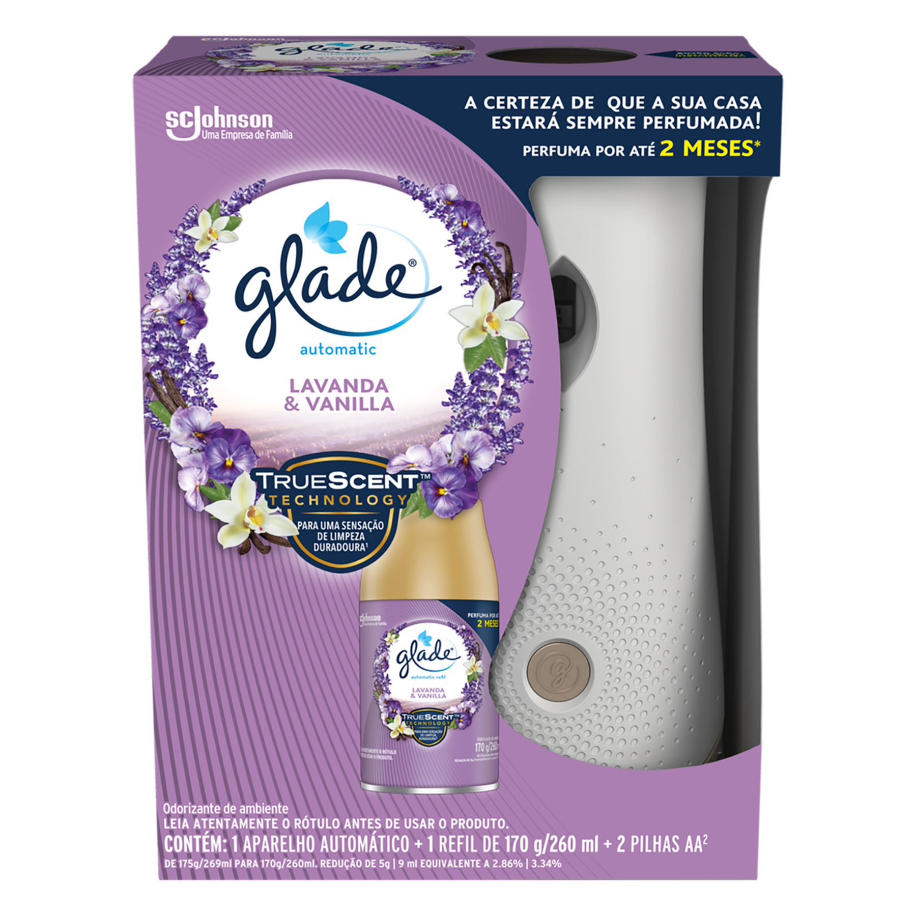 Aparelho e Odorizador de Ambiente Lavanda e Vanilla Glade Automatic 260ml&nbsp;