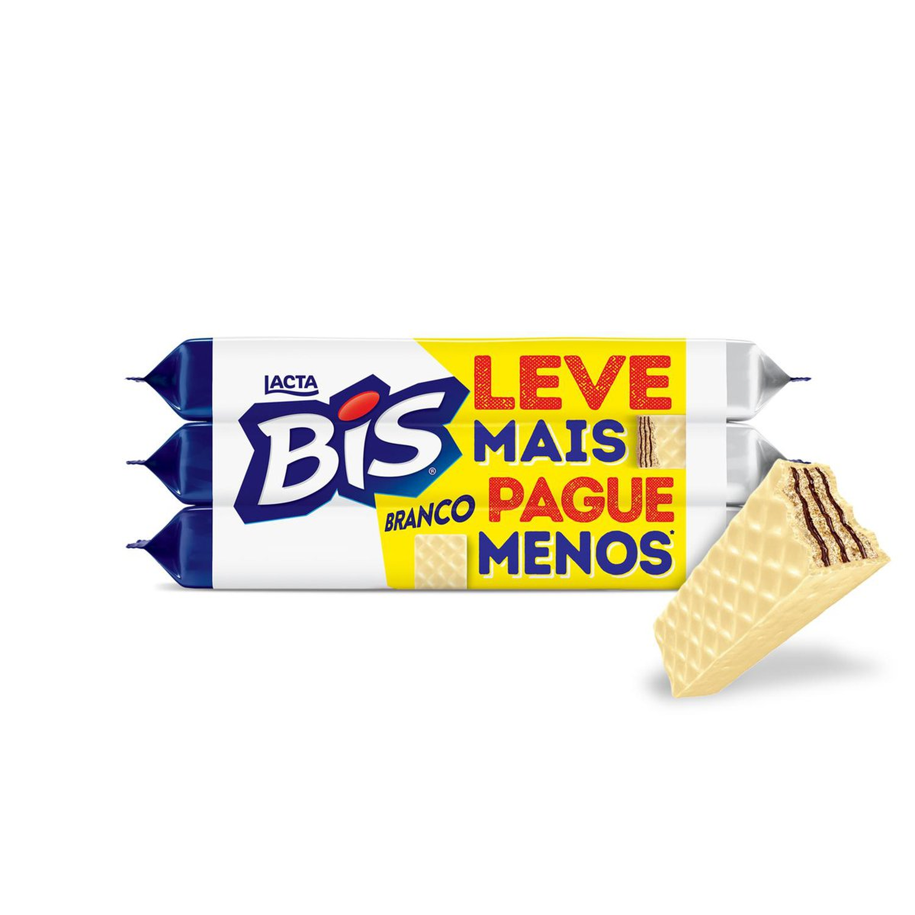 Wafer Cobertura Chocolate Branco Bis Lacta Pacote 378g C/3 Unidades