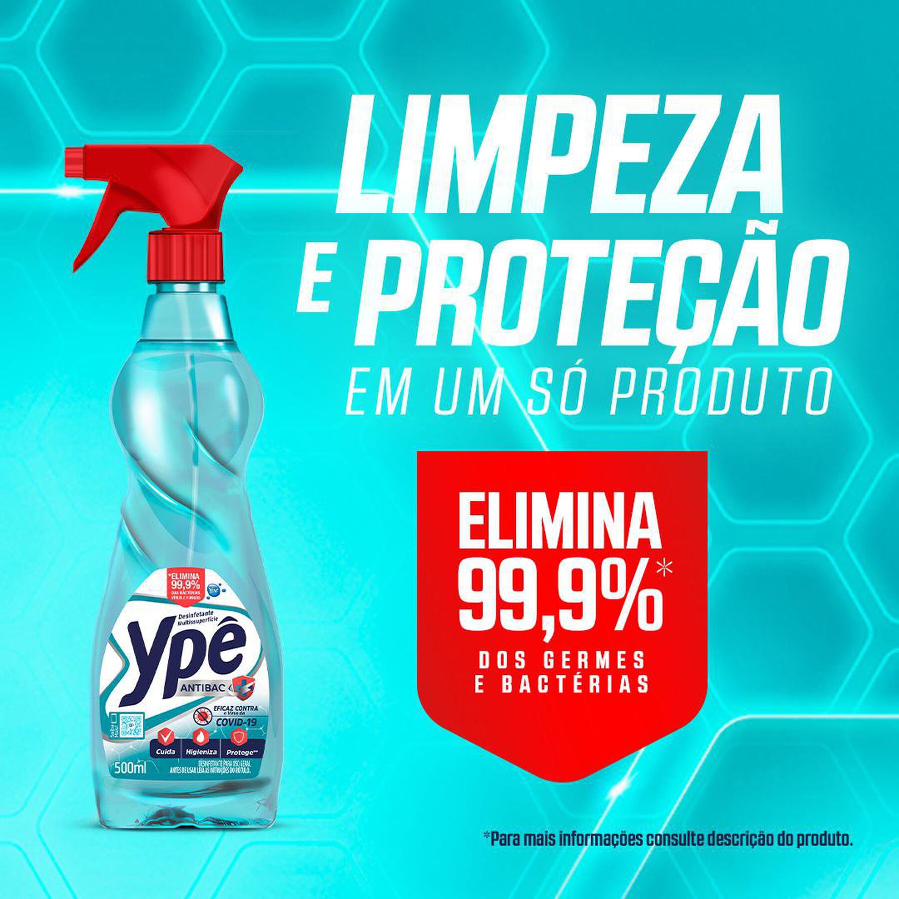 Desinfetante Multissuperfície Ypê Antibac Frasco Borrifador 500ml