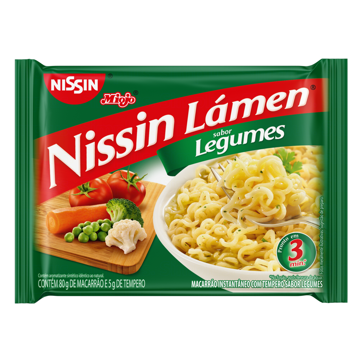 Macarr&atilde;o Instant&acirc;neo L&aacute;men Legumes Nissin Miojo Pacote 85g