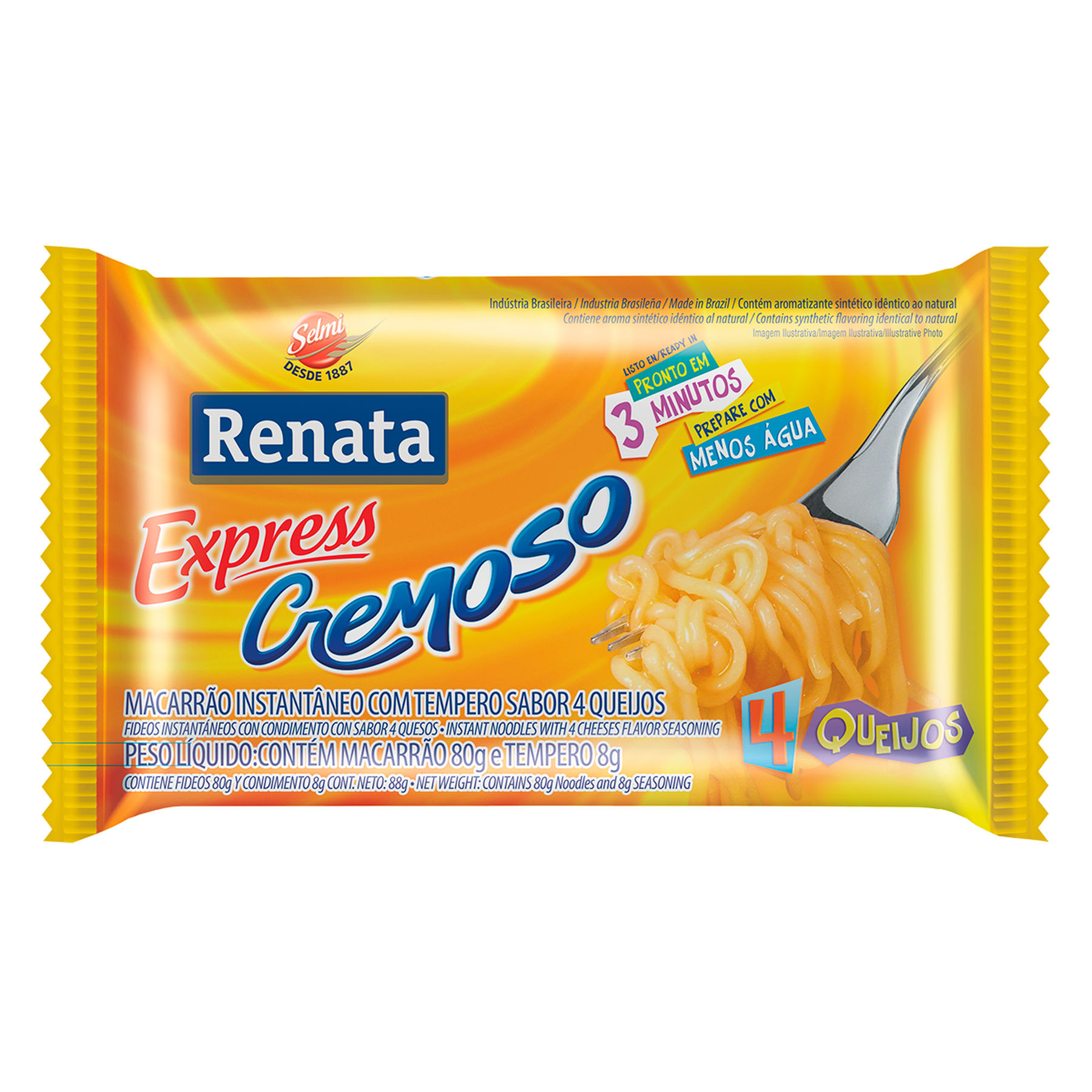 Macarr&atilde;o Instant&acirc;neo Cremoso 4 Queijos Renata Express 88g&nbsp;