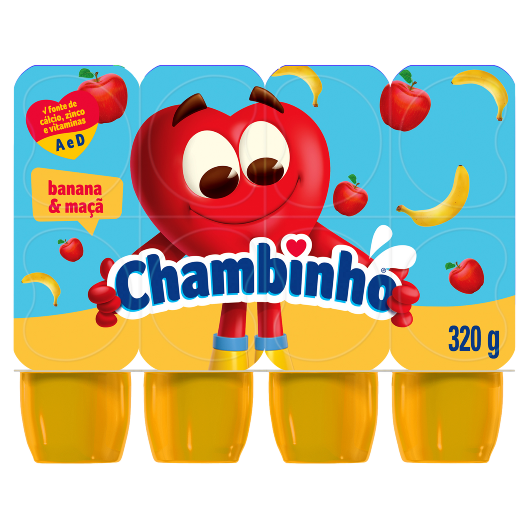 Petit Suisse Banana e Ma&ccedil;&atilde; Chambinho Bandeja 320g 8 Unidades&nbsp;40g Cada