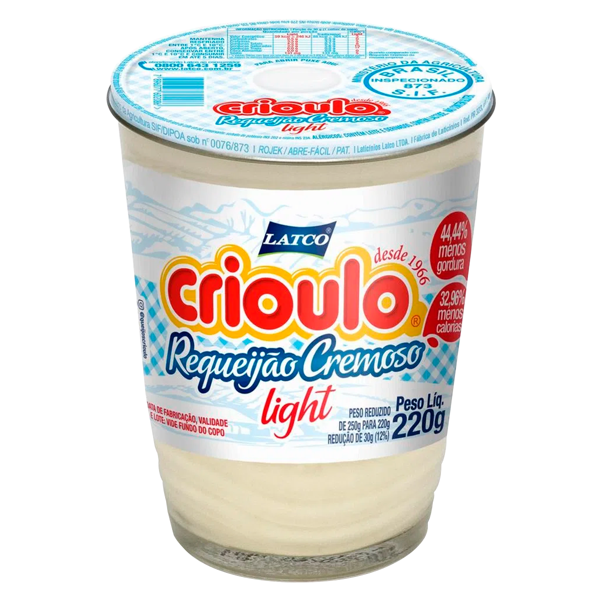 Requeij&atilde;o Cremoso Light Crioulo 220g