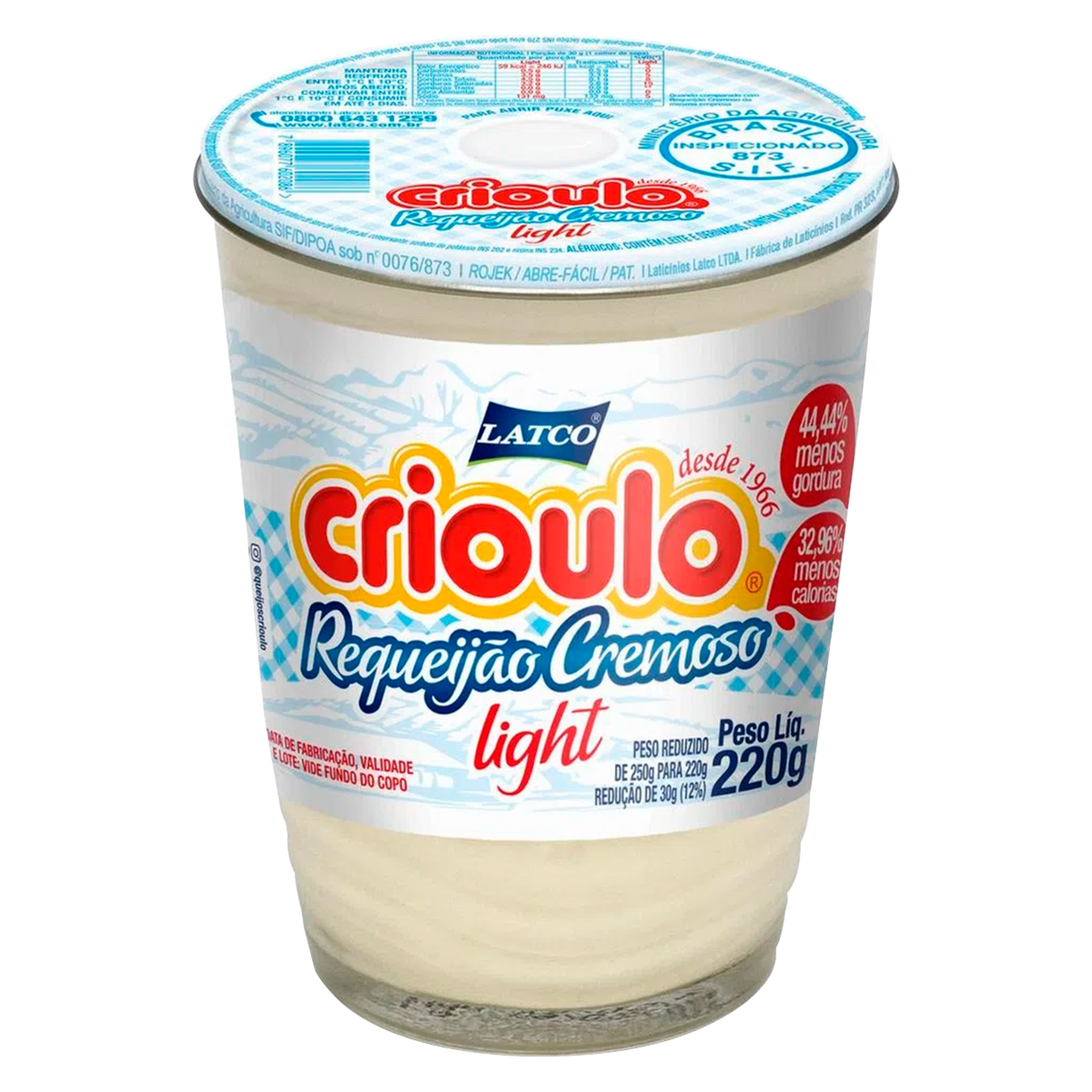 Requeijão Cremoso Light Crioulo 220g