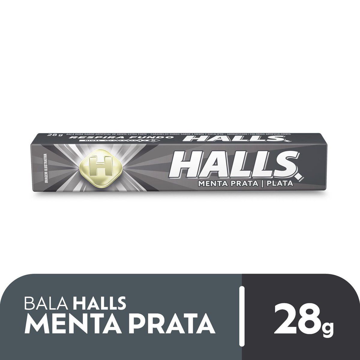 Bala de Menta Prata Halls Pacote 28g