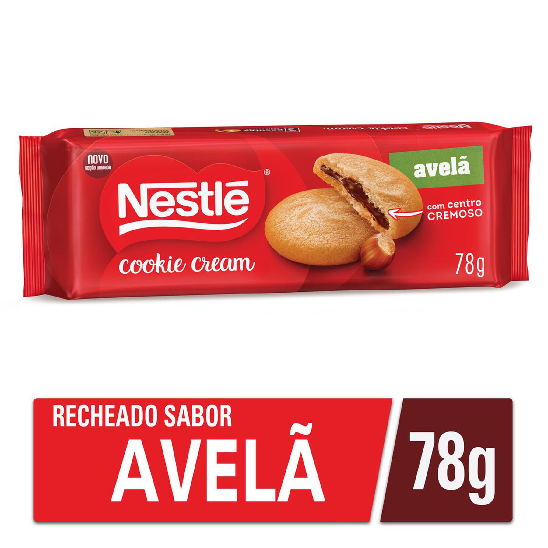 Biscoito Cookie Cream Recheio Avel&atilde; Nestl&eacute; Pacote 78g