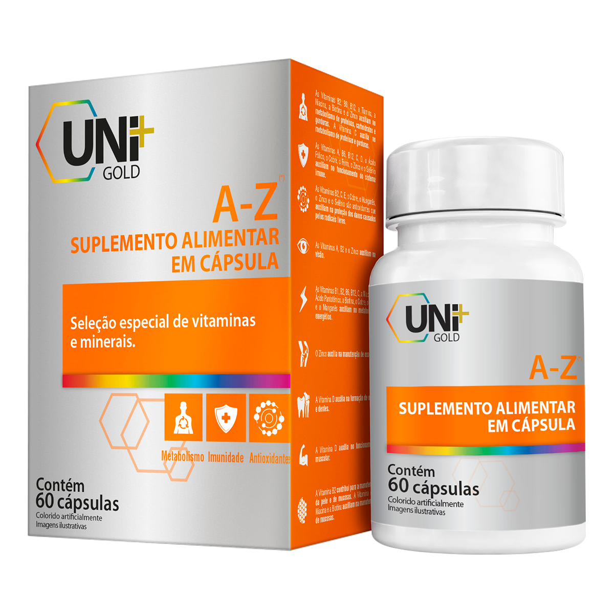 Suplemento Alimentar A-Z Uni Gold Caixa C/60 Unidades