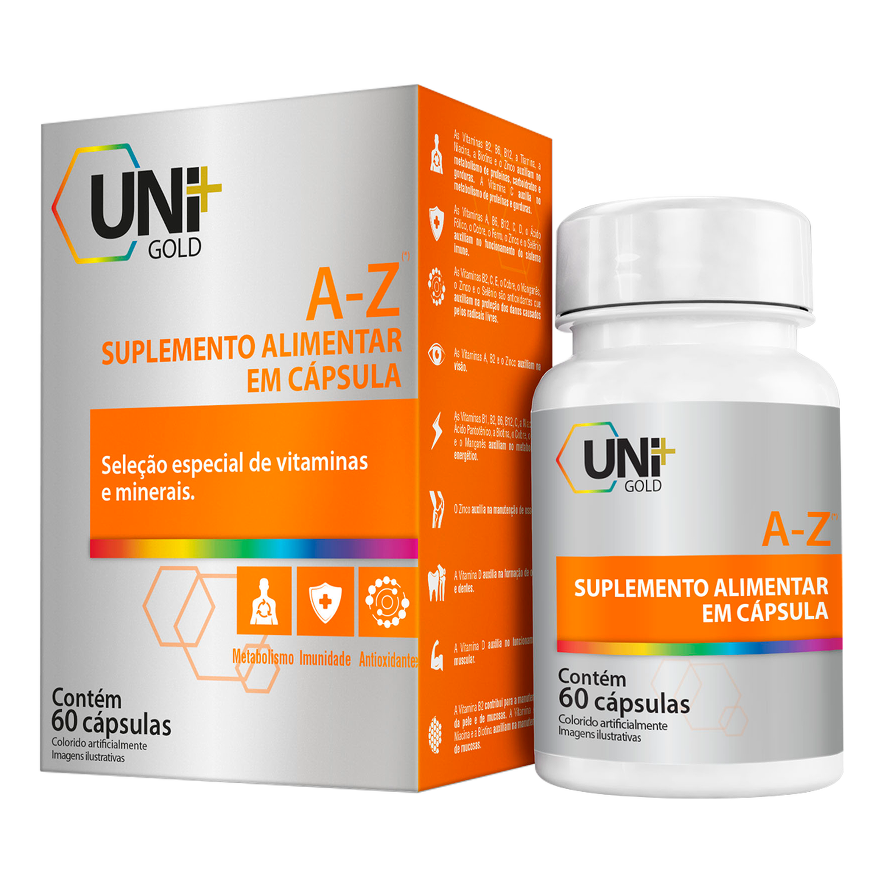 Suplemento Alimentar A-Z Uni Gold Caixa C/60 Unidades